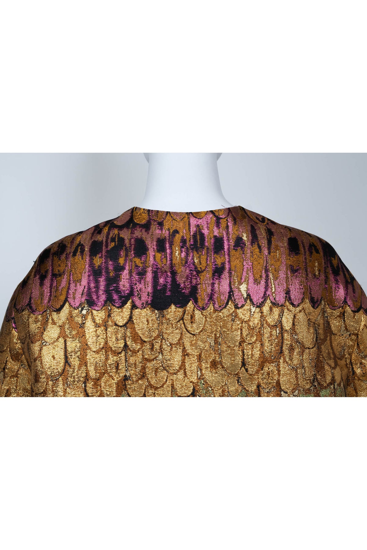 Valentino Golden Wings Brocade Mini Dress Feather Sleeve Size 44/8