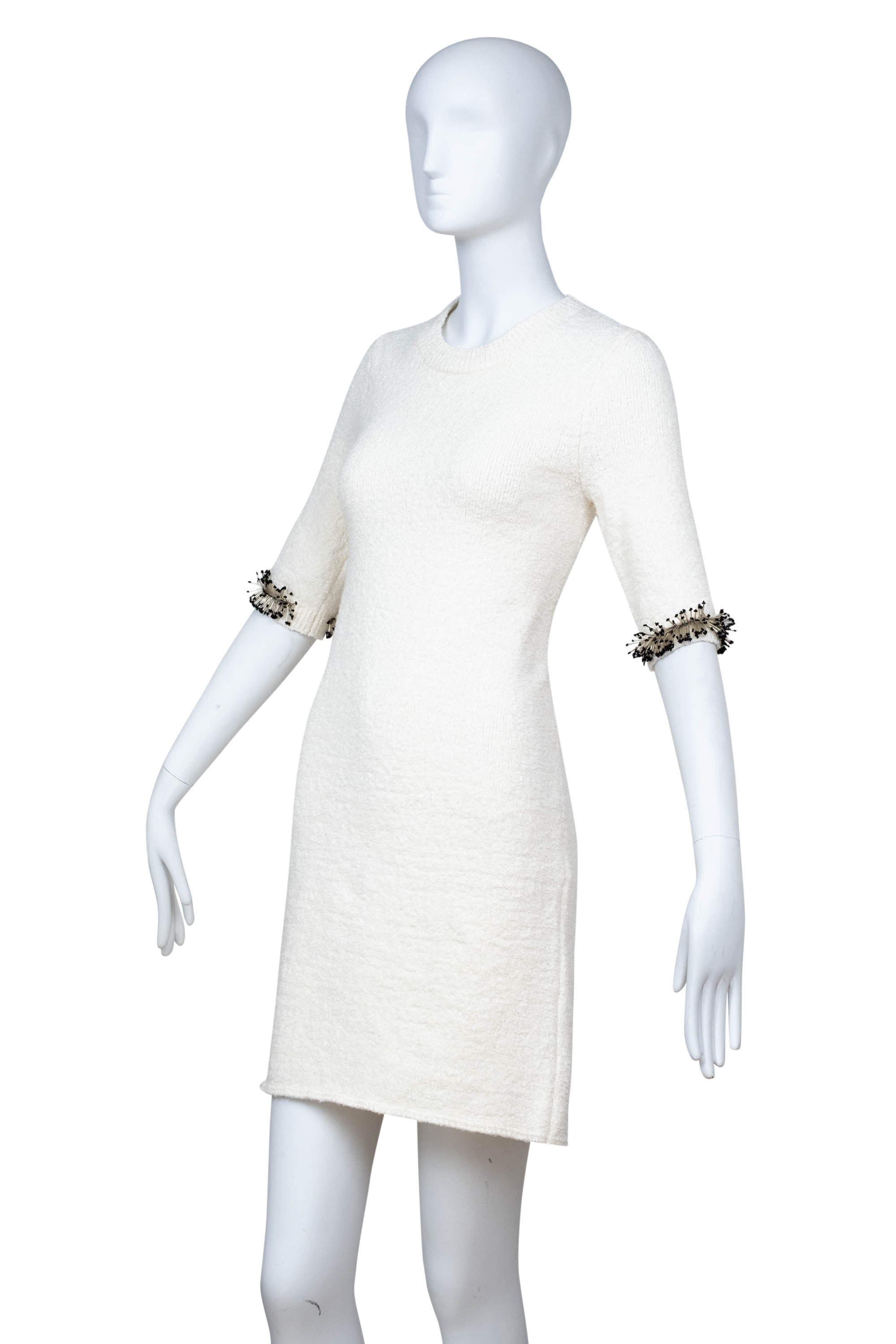 Lanvin White Knit Short Sleeve Bead Embellished Mini Dress Size Small - Foxy Couture Carmel Lanvin White Knit Short Sleeve Bead Embellished Mini Dress Size Small - Foxy Couture Carmel