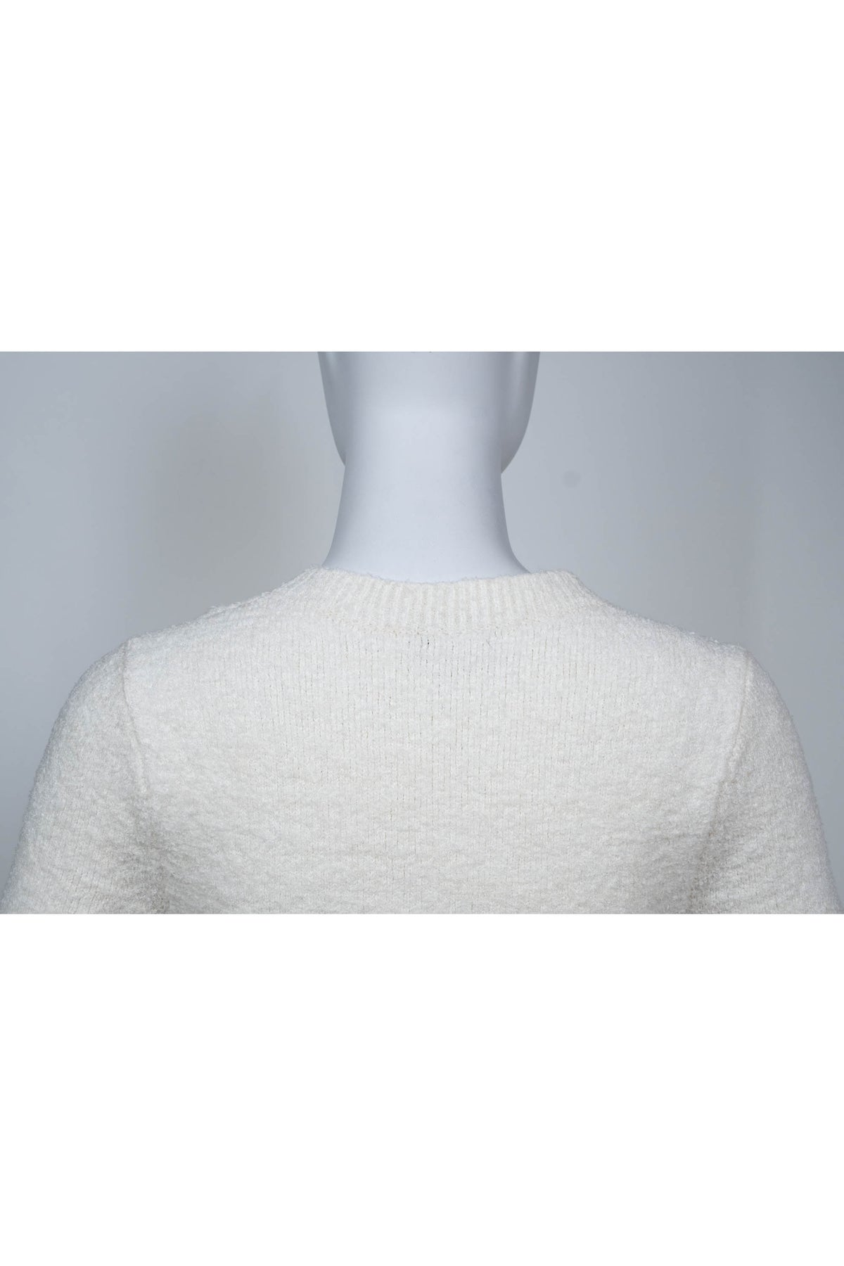 Lanvin White Knit Short Sleeve Bead Embellished Mini Dress Size Small