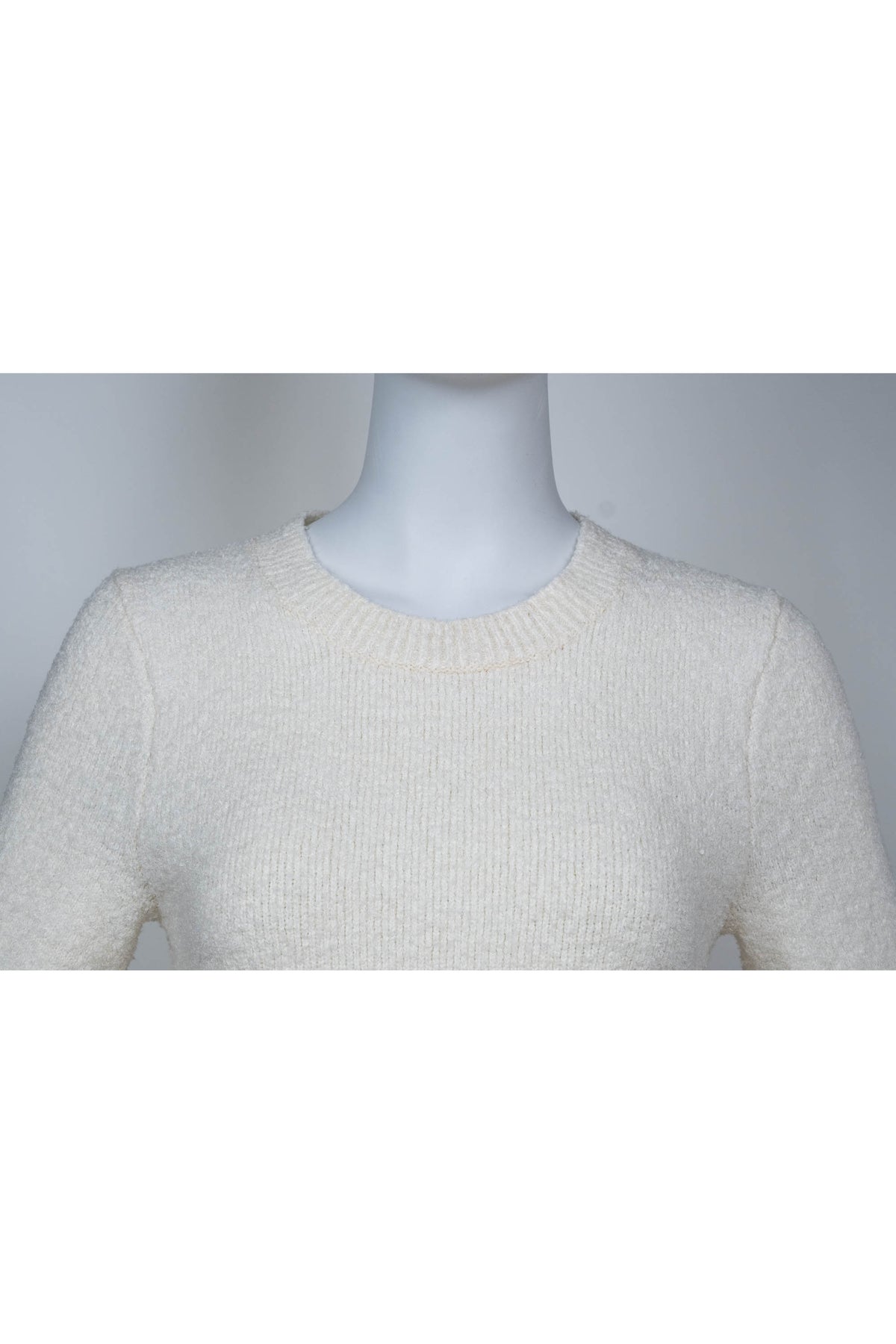 Lanvin White Knit Short Sleeve Bead Embellished Mini Dress Size Small