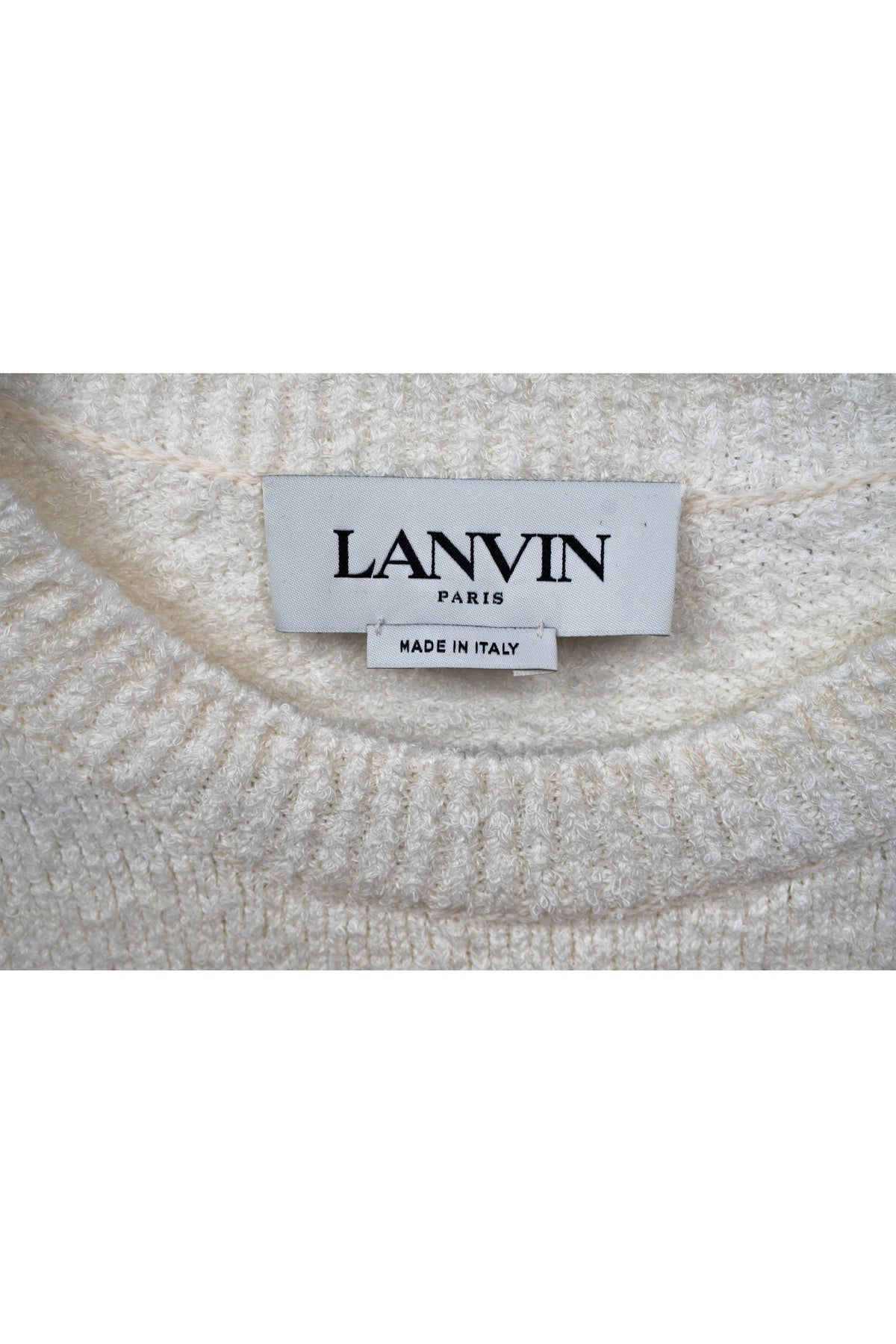 Lanvin White Knit Short Sleeve Bead Embellished Mini Dress Size Small