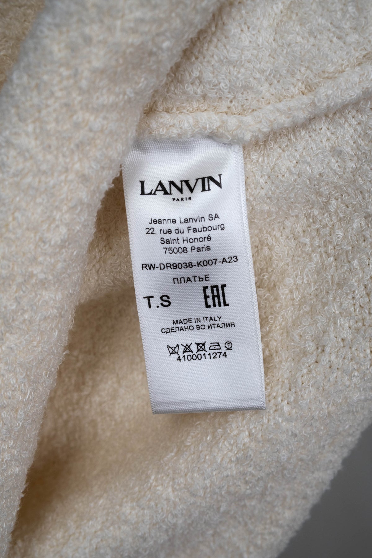 Lanvin White Knit Short Sleeve Bead Embellished Mini Dress Size Small