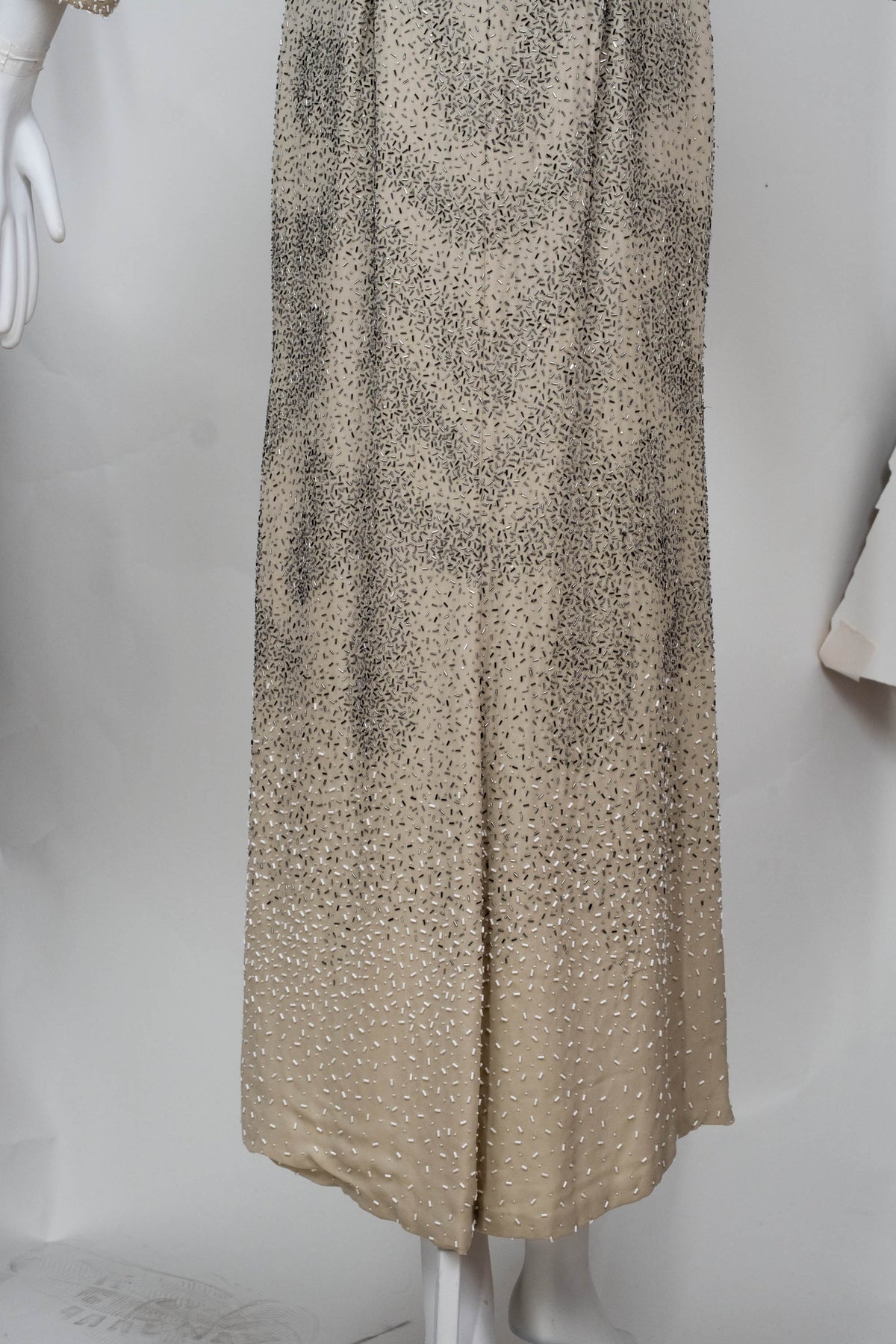 Oscar De La Renta Ivory Beaded Maxi Coat