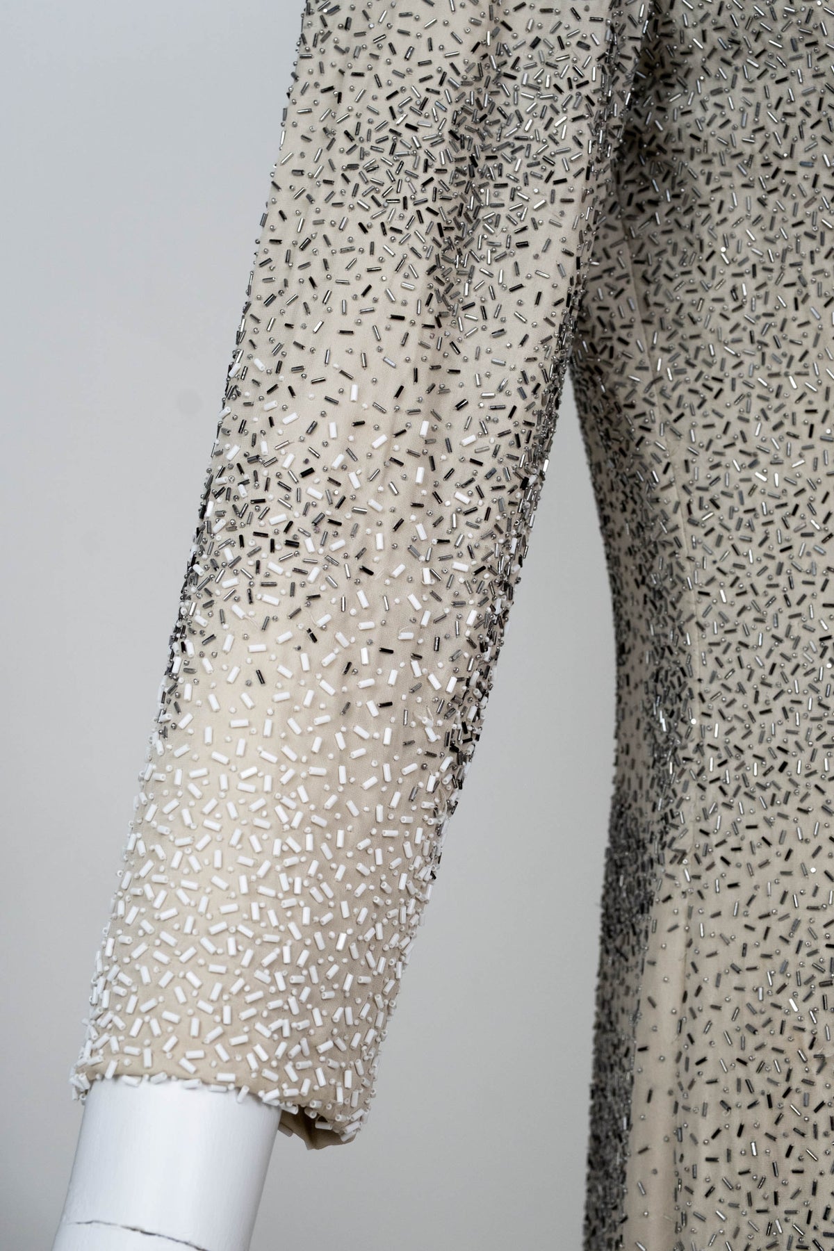 Oscar De La Renta Ivory Beaded Maxi Coat