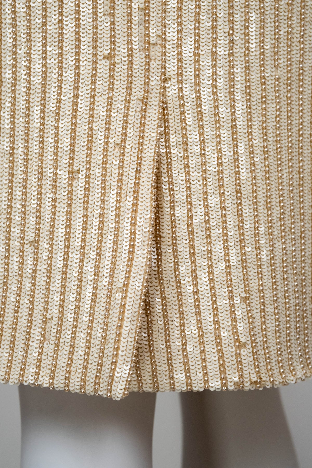 Valentino Ivory Sequin and Beaded Skirt Cable Pattern Size Small