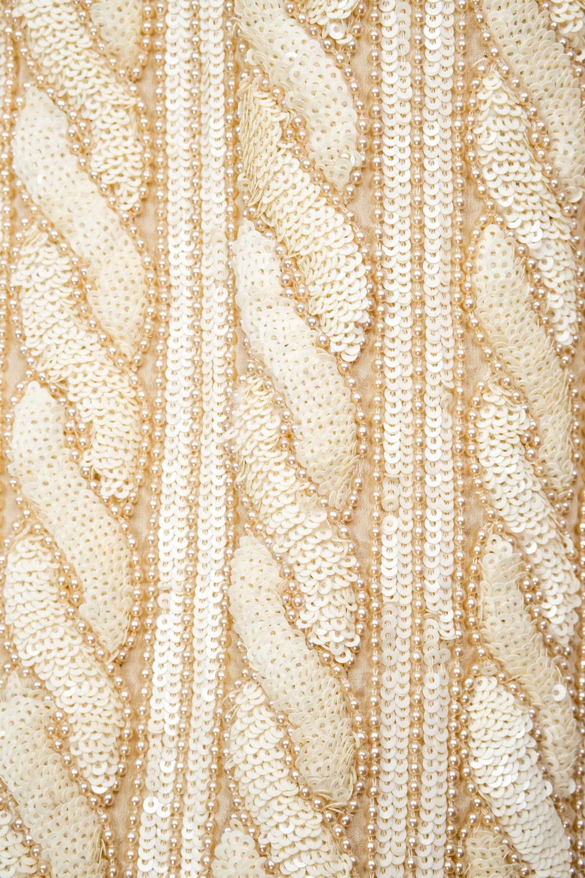 Valentino Ivory Sequin and Beaded Skirt Cable Pattern Size Small