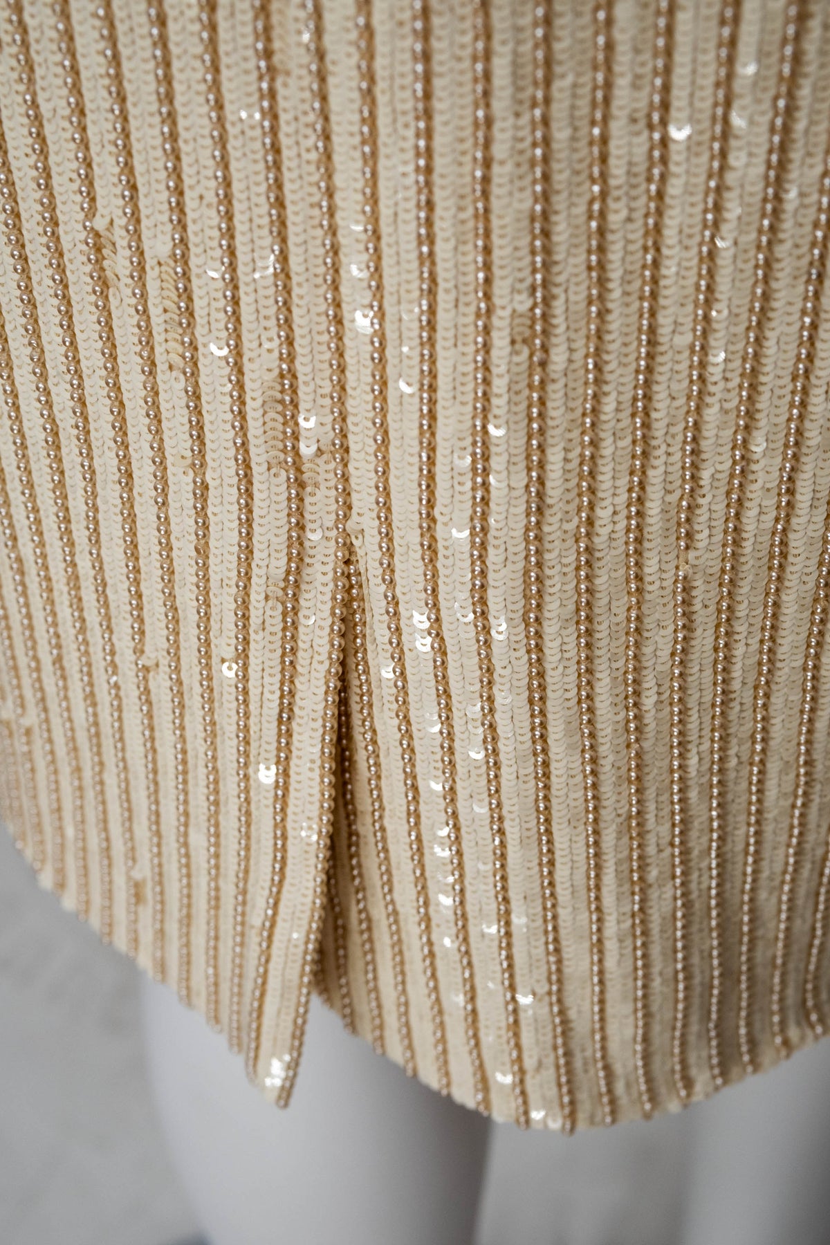 Valentino Ivory Sequin and Beaded Skirt Cable Pattern Size Small