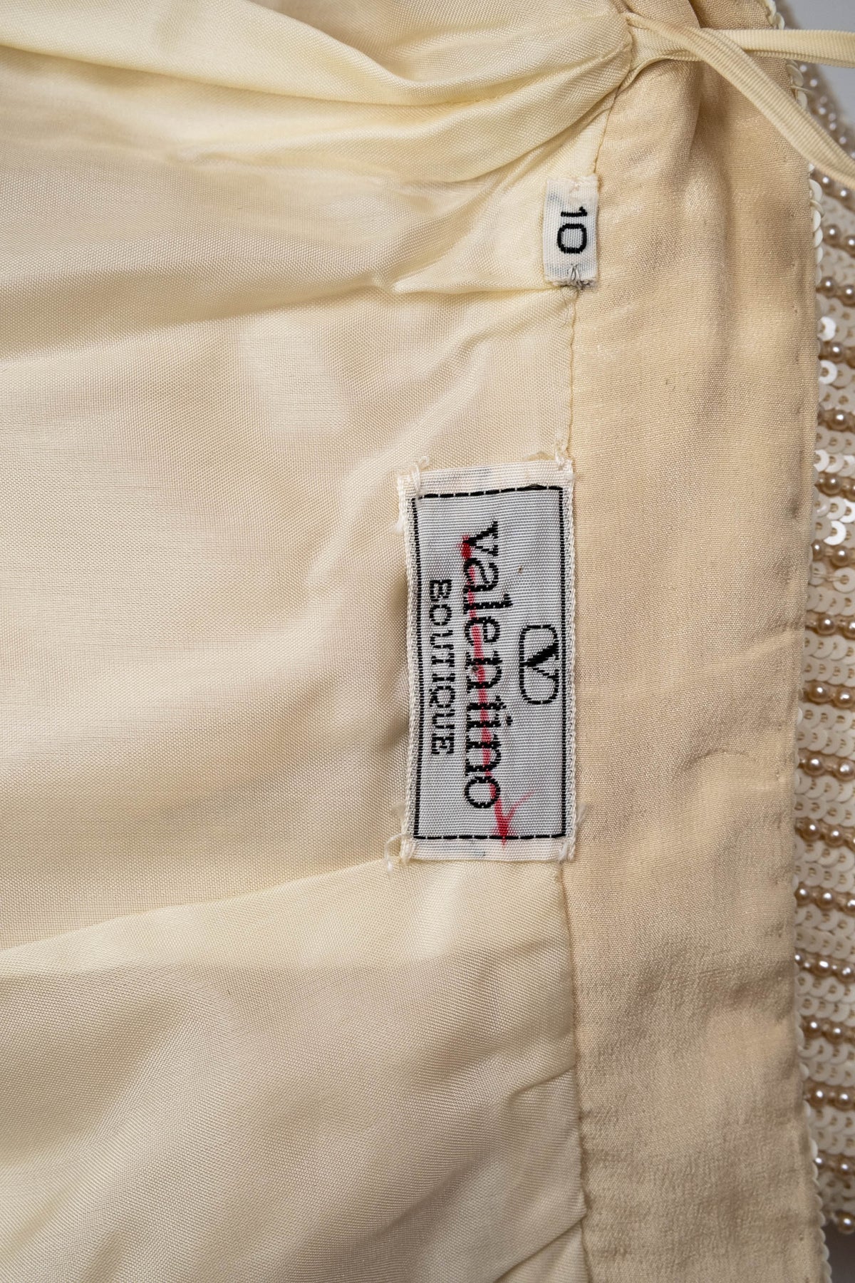 Valentino Ivory Sequin and Beaded Skirt Cable Pattern Size Small