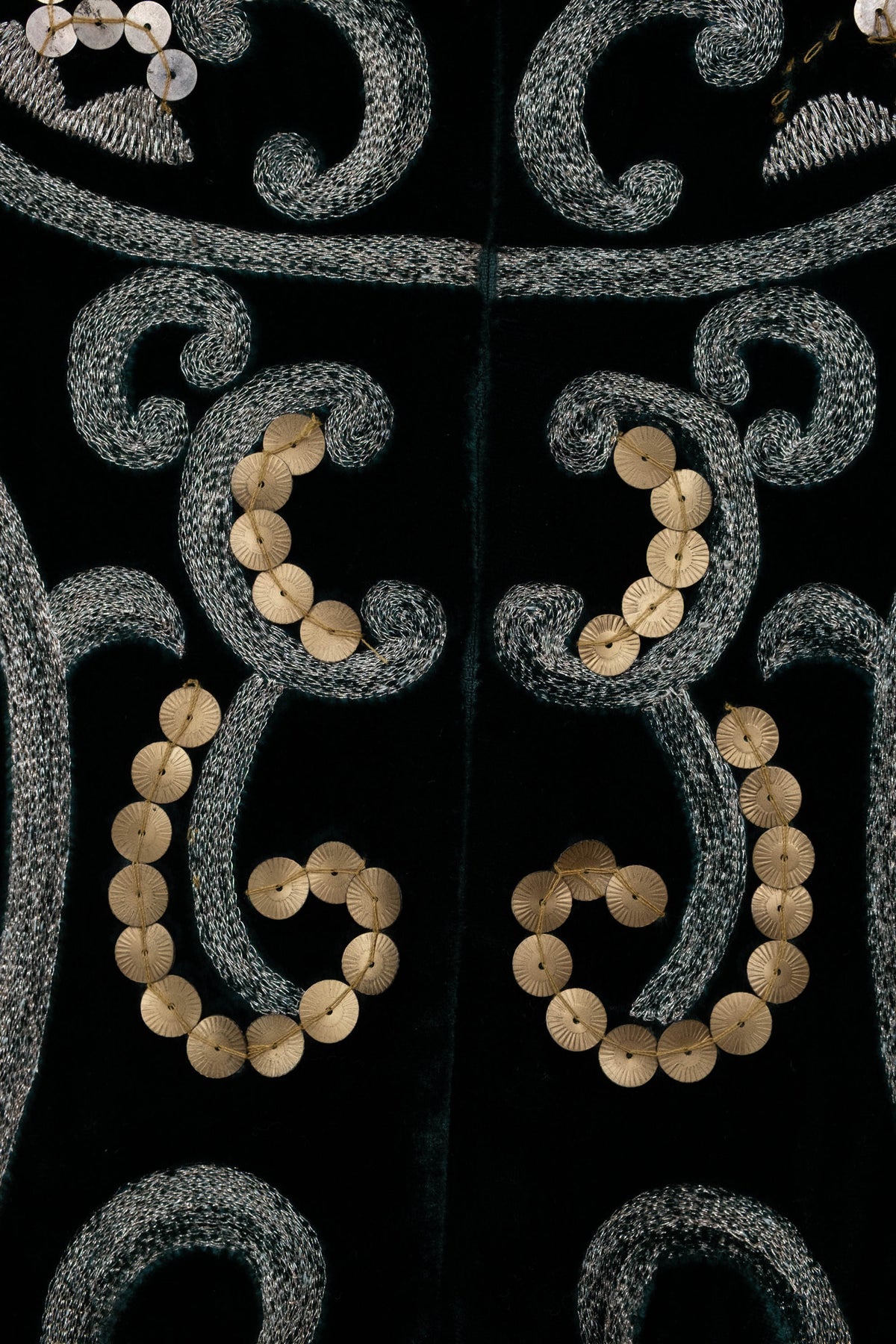 Naeem Khan Green Embellished Velvet Cape Dress