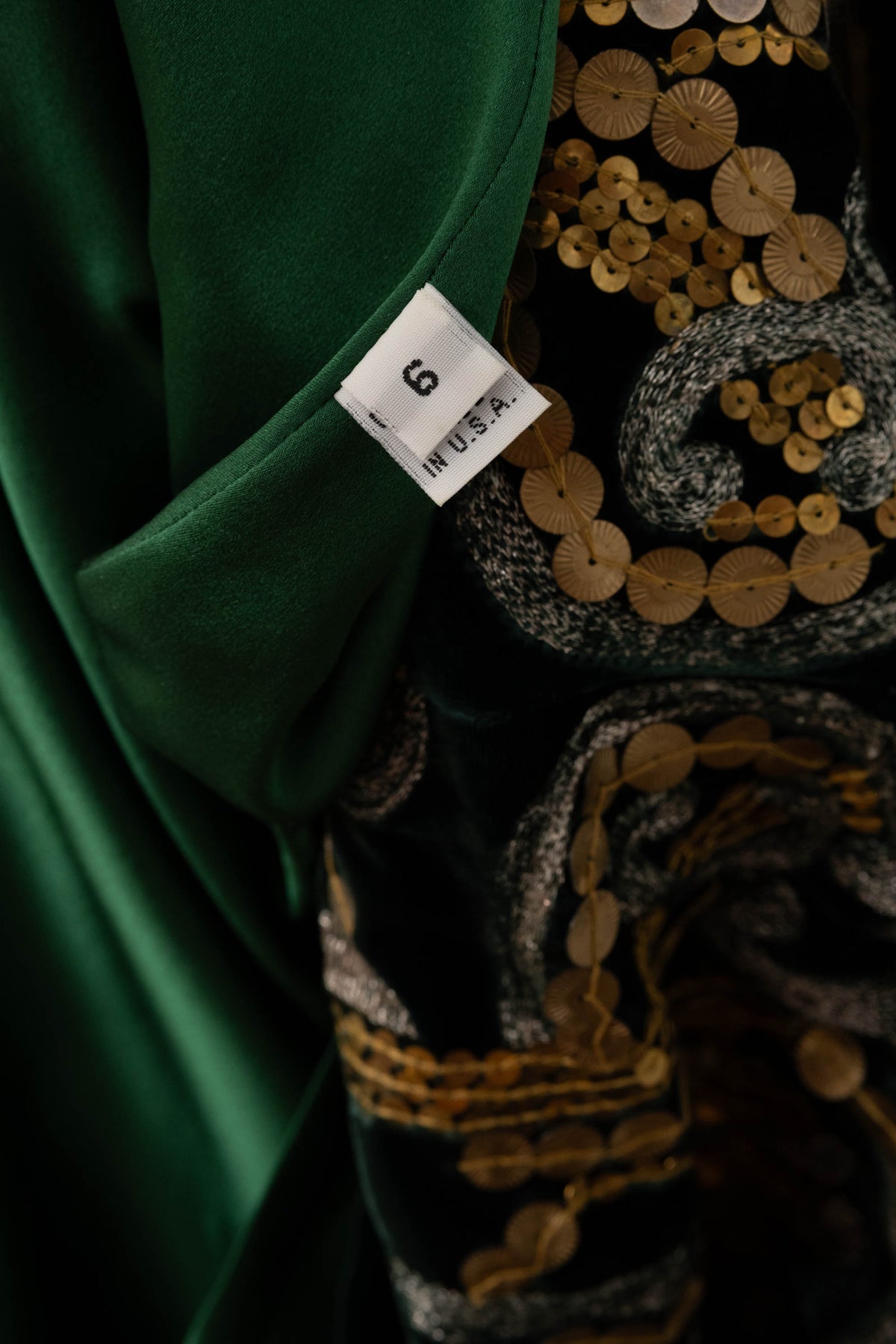 Naeem Khan Green Embellished Velvet Cape Dress