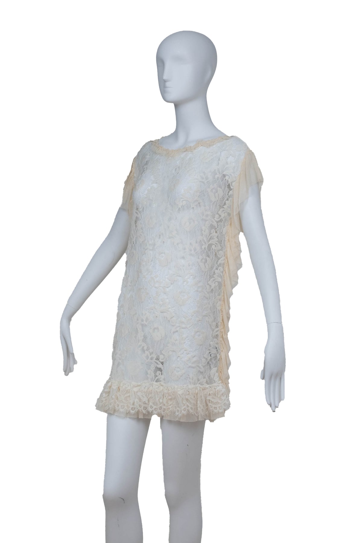 Dolce and Gabbana Cream Sheer Lace Mini Dress Size 38/2