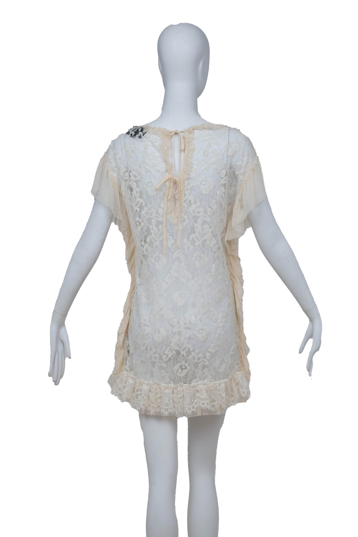 Dolce and Gabbana Cream Sheer Lace Mini Dress Size 38/2