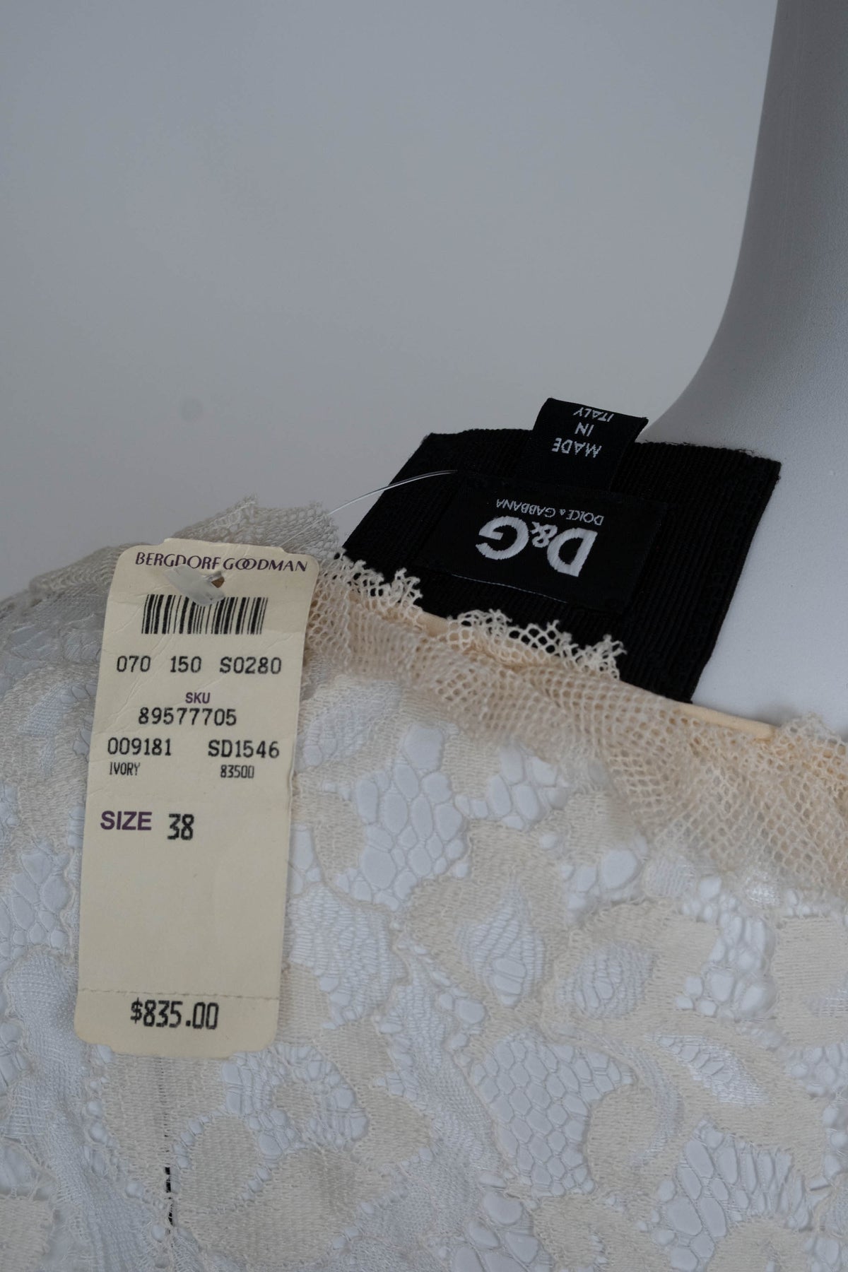 Dolce and Gabbana Cream Sheer Lace Mini Dress Size 38/2