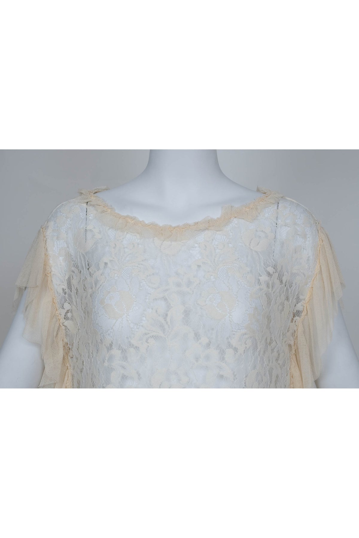Dolce and Gabbana Cream Sheer Lace Mini Dress Size 38/2