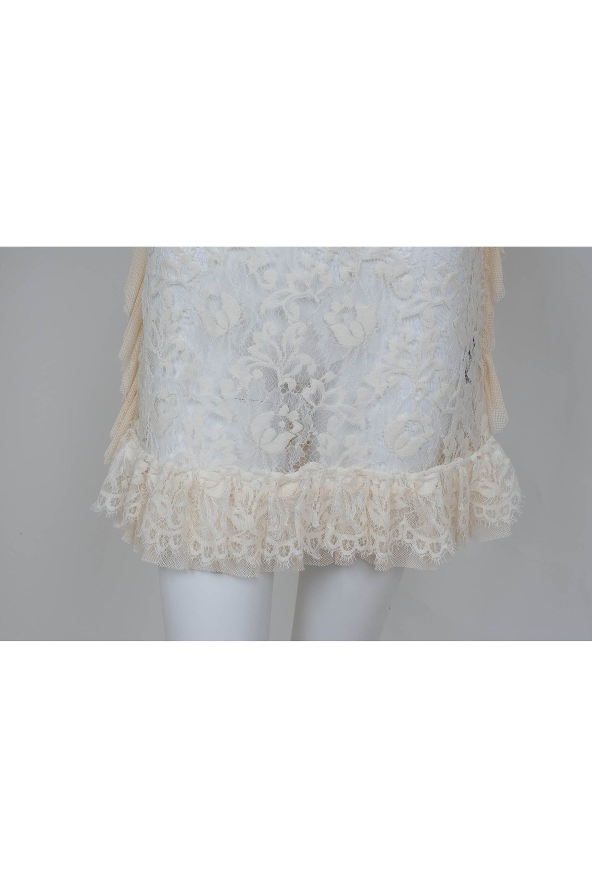 Dolce and Gabbana Cream Sheer Lace Mini Dress Size 38/2