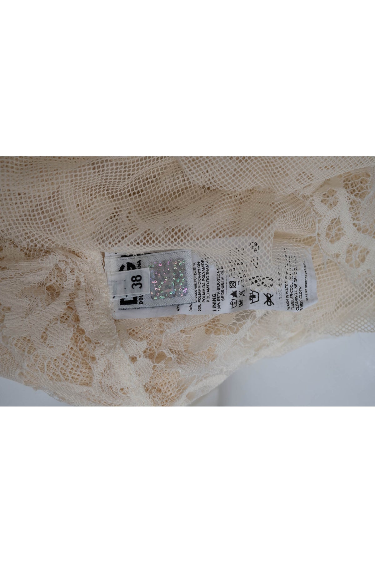 Dolce and Gabbana Cream Sheer Lace Mini Dress Size 38/2