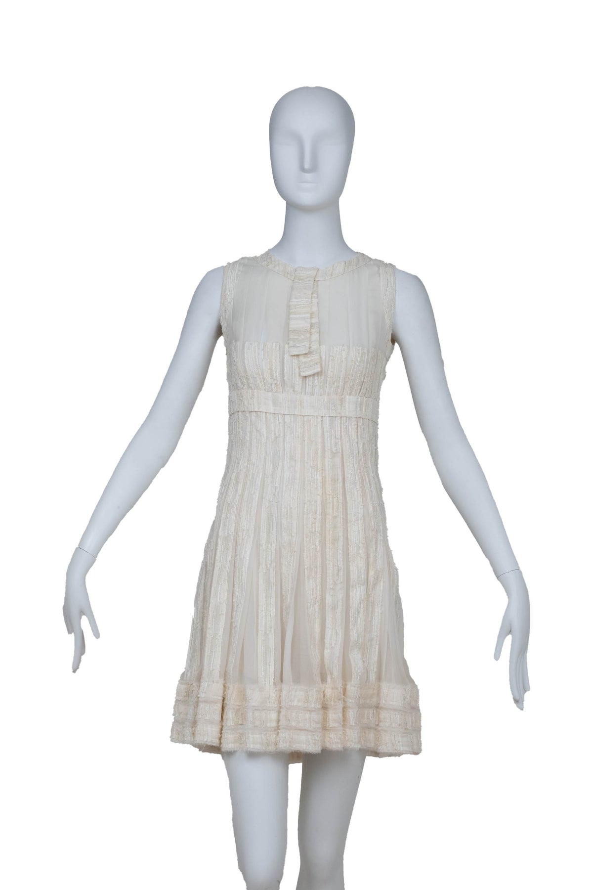 Chanel Cream Tweed Sleeveless Dress Size 34 07C