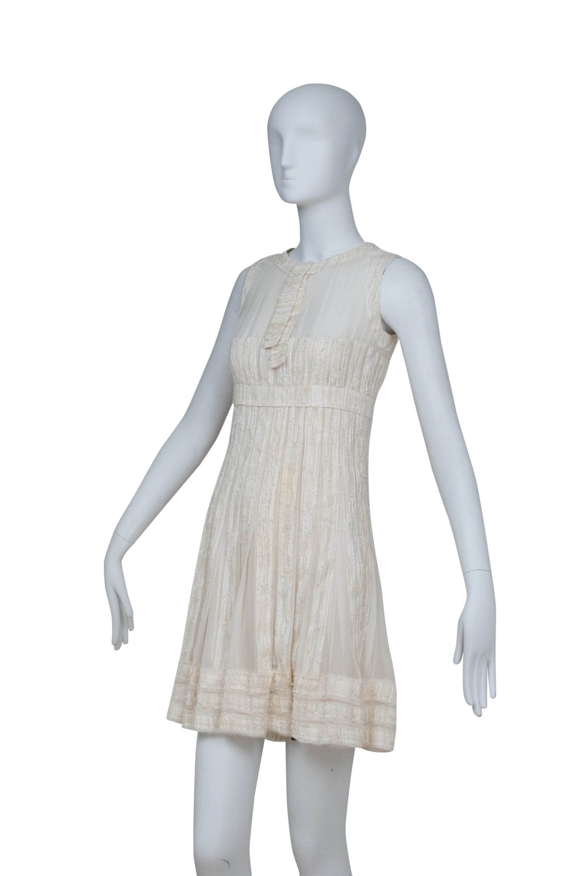 Chanel Cream Tweed Sleeveless Dress Size 34 07C