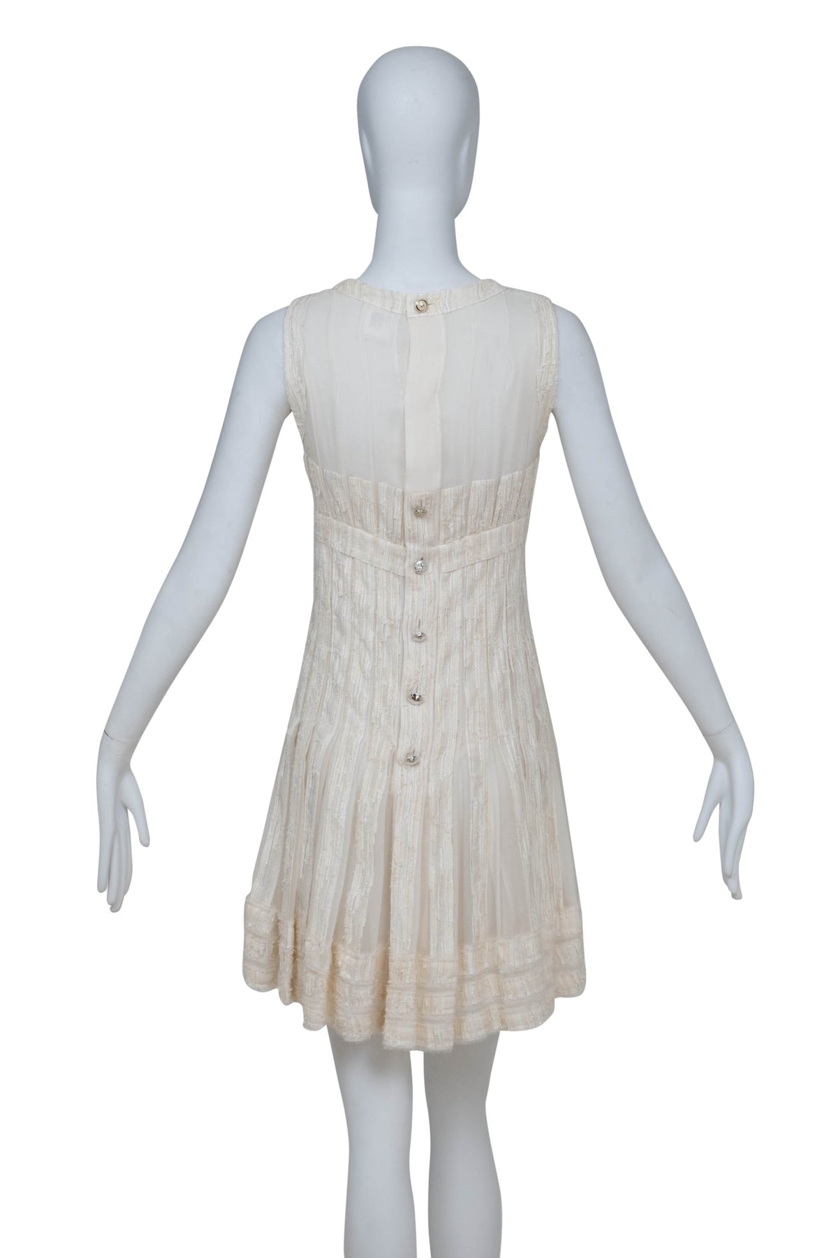 Chanel Cream Tweed Sleeveless Dress Size 34 07C