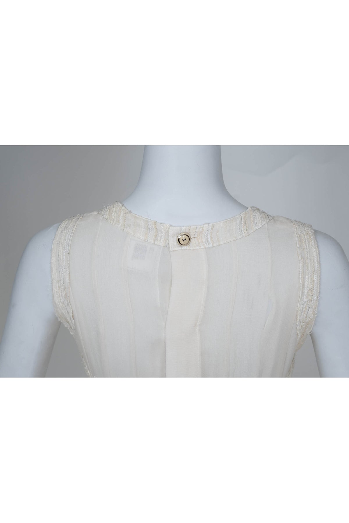 Chanel Cream Tweed Sleeveless Dress Size 34 07C