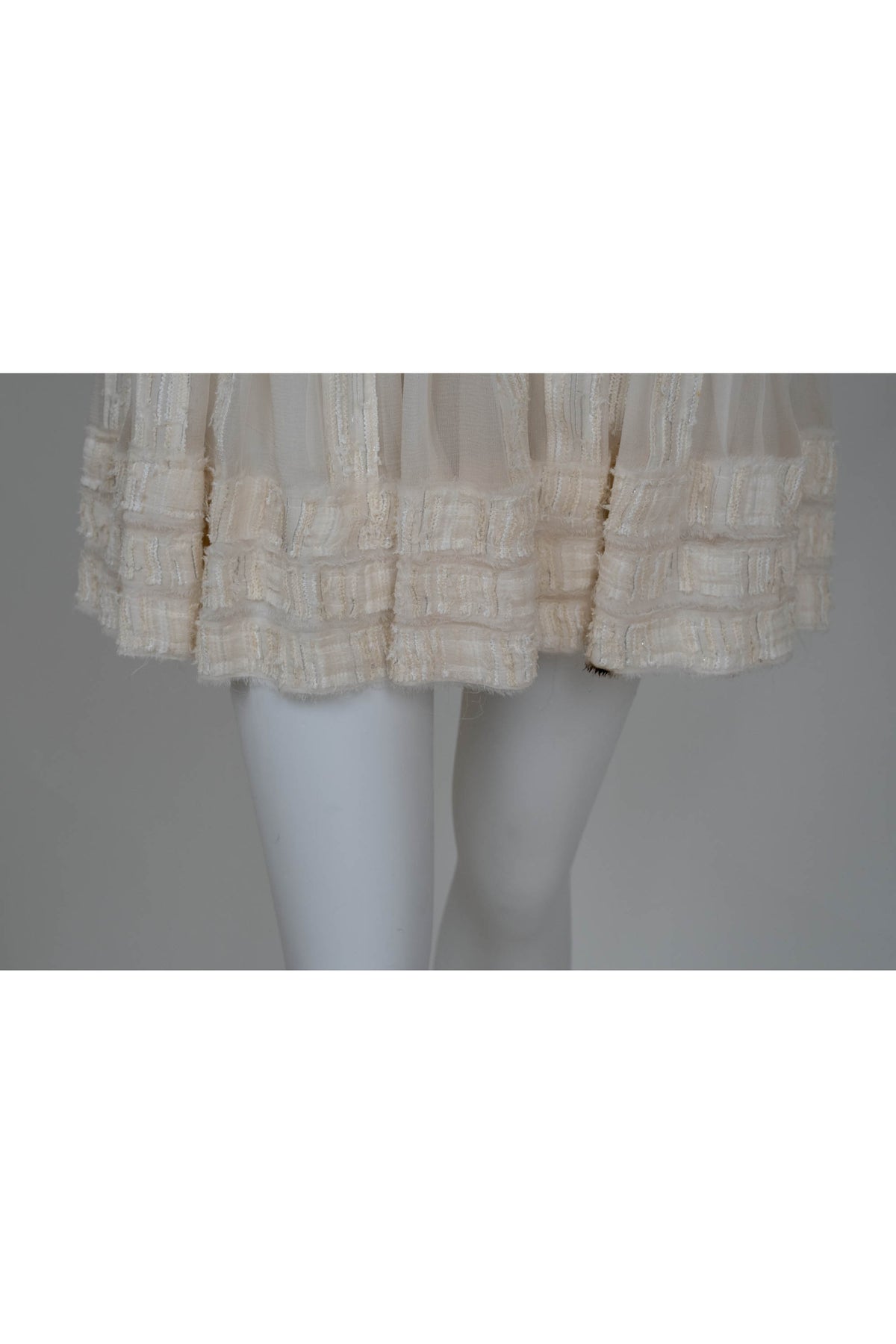 Chanel Cream Tweed Sleeveless Dress Size 34 07C