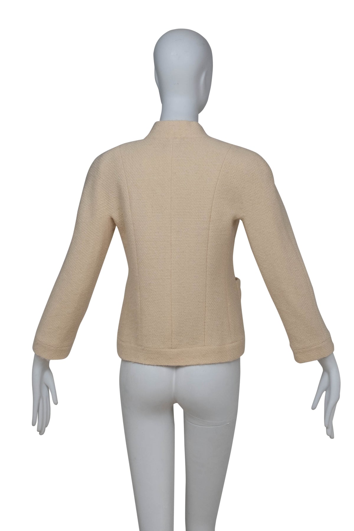 Chanel Boutique Vintage Cream Tweed Jacket With Gold Buttons Size 34