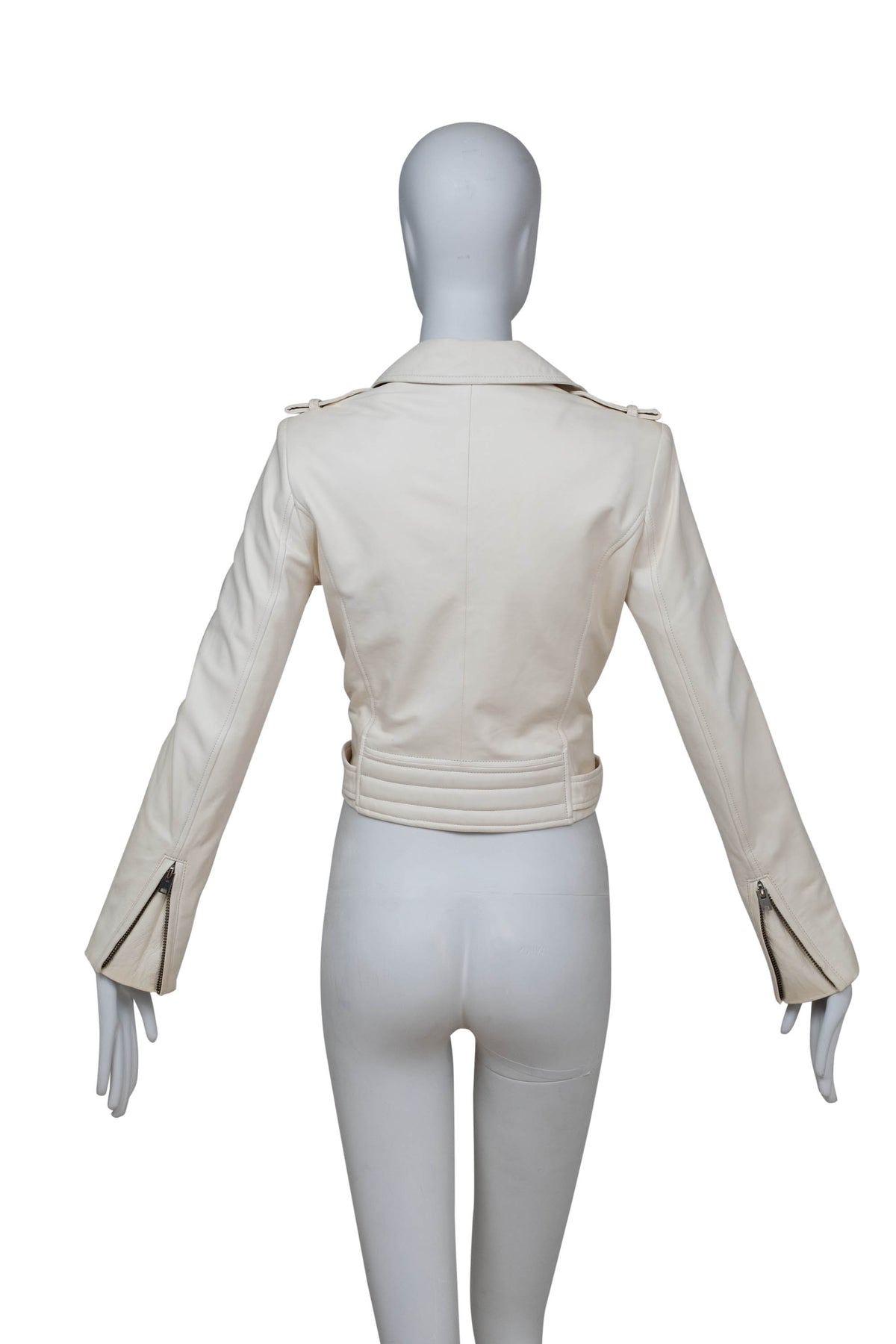 Iro White Leather Motorcycle Zip Jacket Size 40