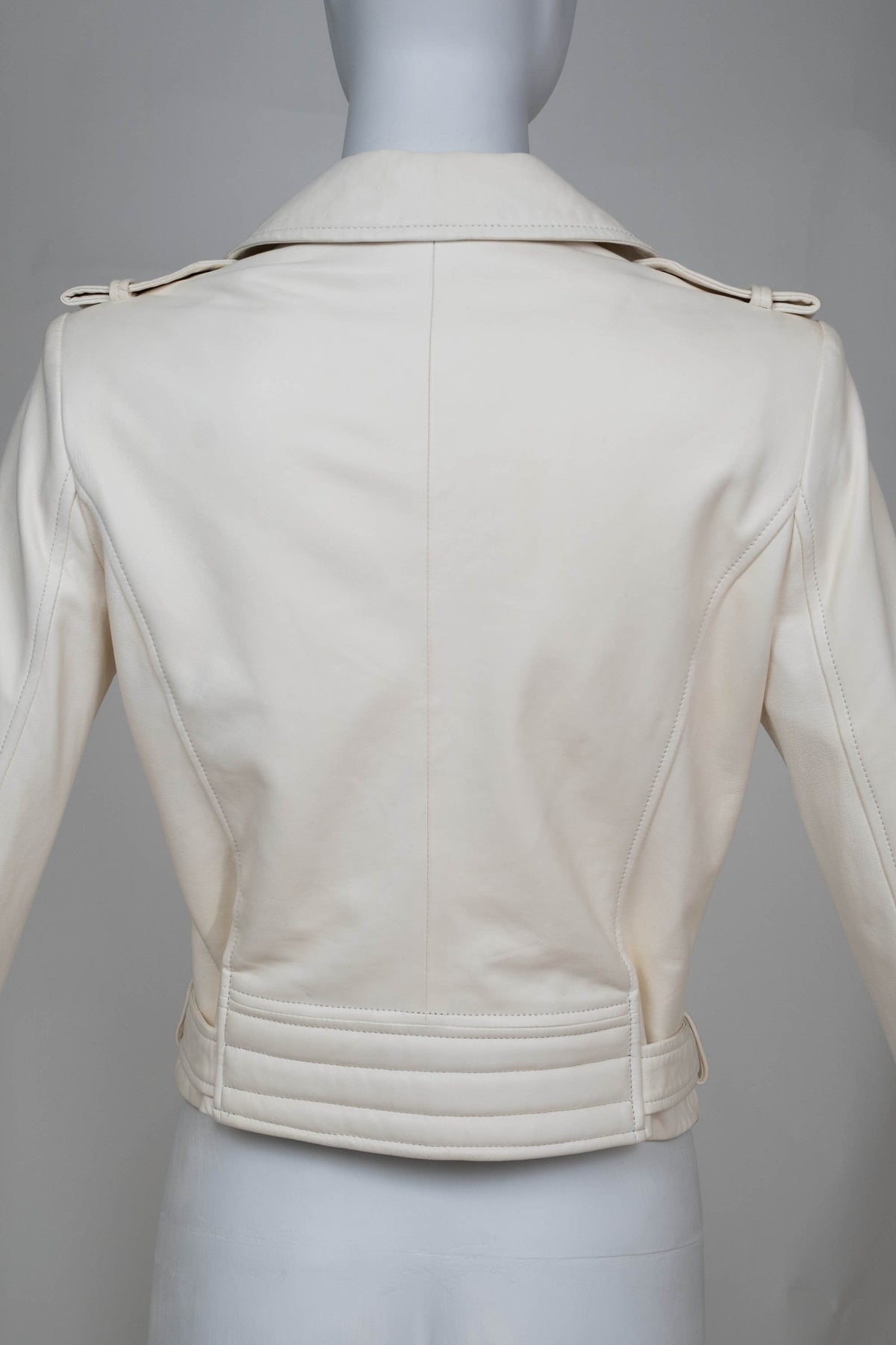 Iro White Leather Motorcycle Zip Jacket Size 40