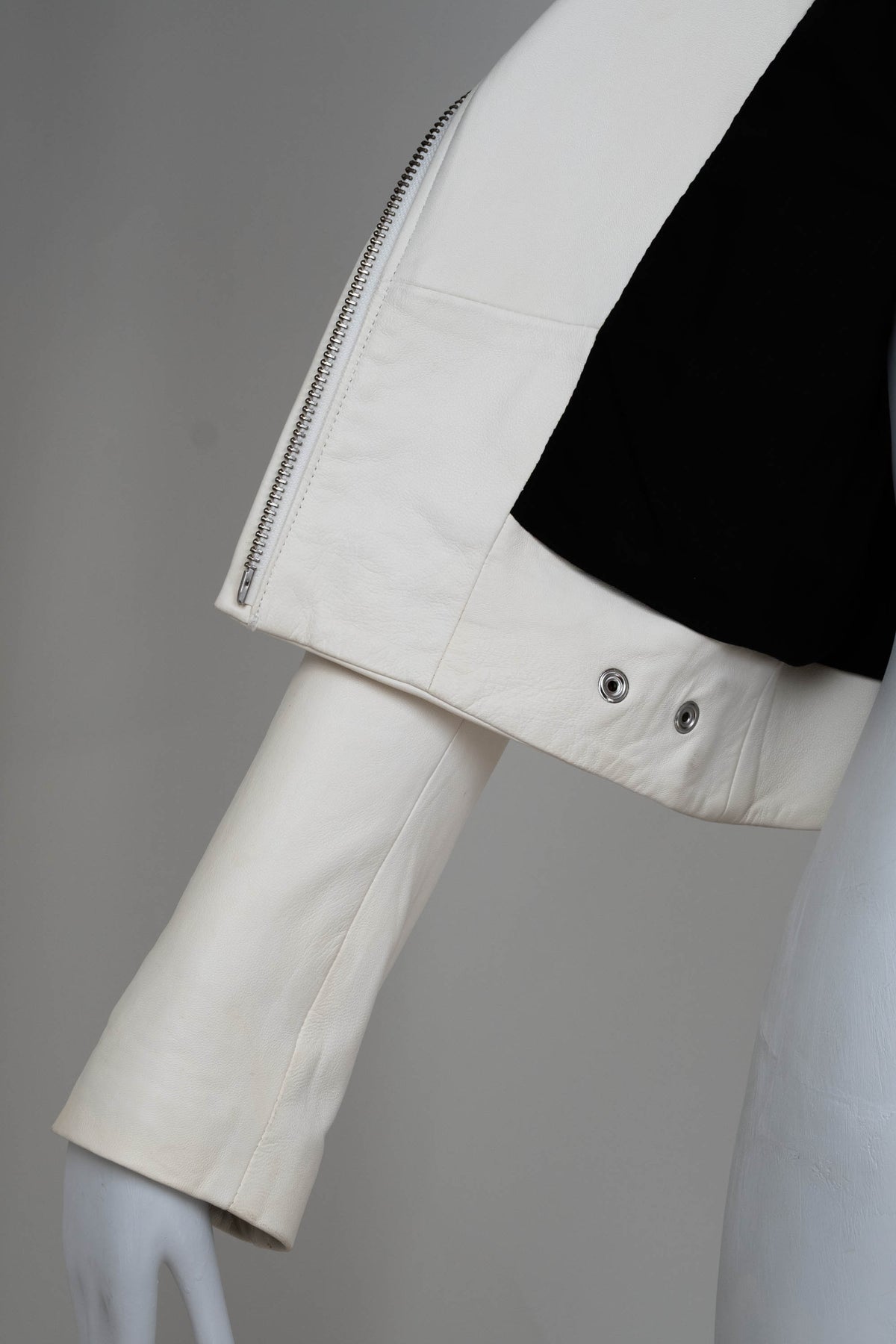 Iro White Leather Motorcycle Zip Jacket Size 40