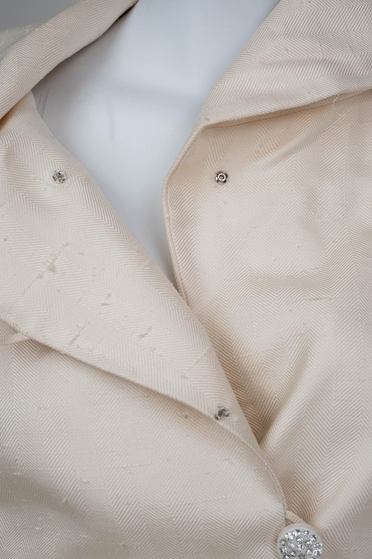 Vicky Tiell Vintage French White Linen Suit Size 34-36