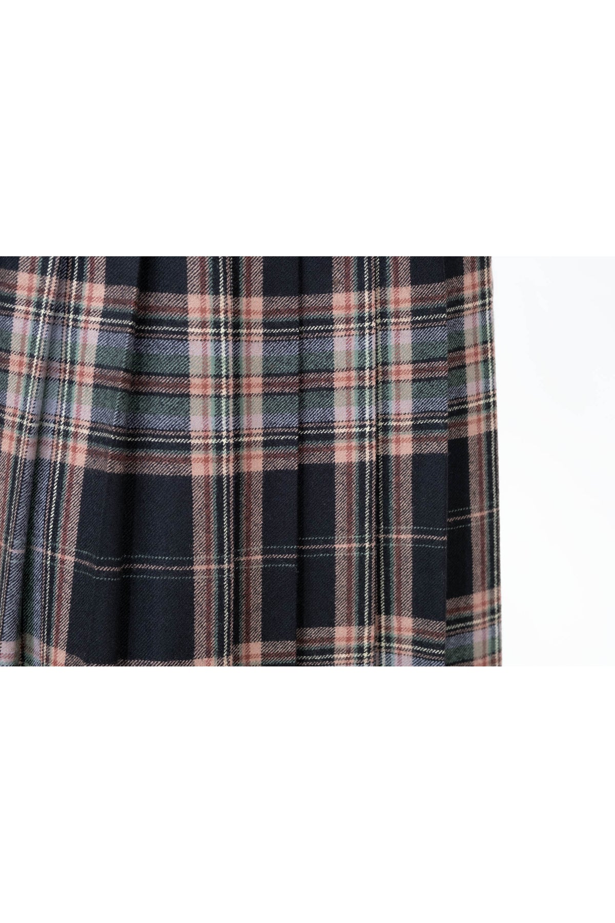 Celine Triomphe Green Tan Black Wool Plaid Kilt Skirt Vtg 1980s Size 44/8
