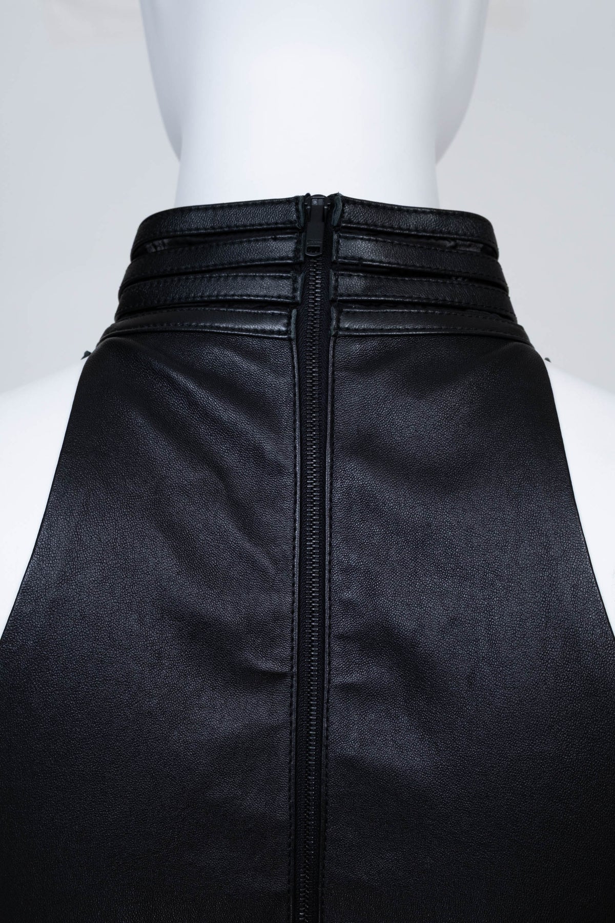 Jitrois Black French Mock Neck Stretch Leather Dress Size S