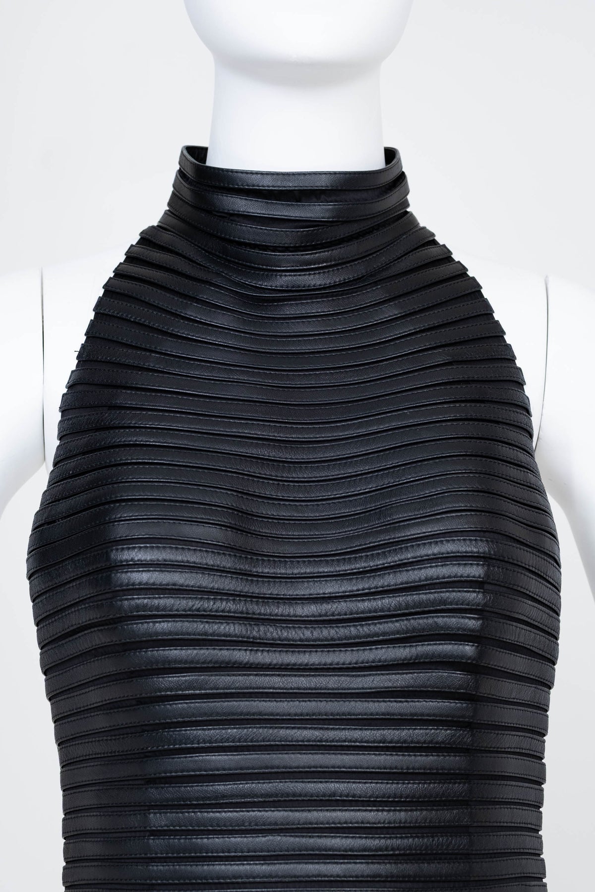 Jitrois Black French Mock Neck Stretch Leather Dress Size S