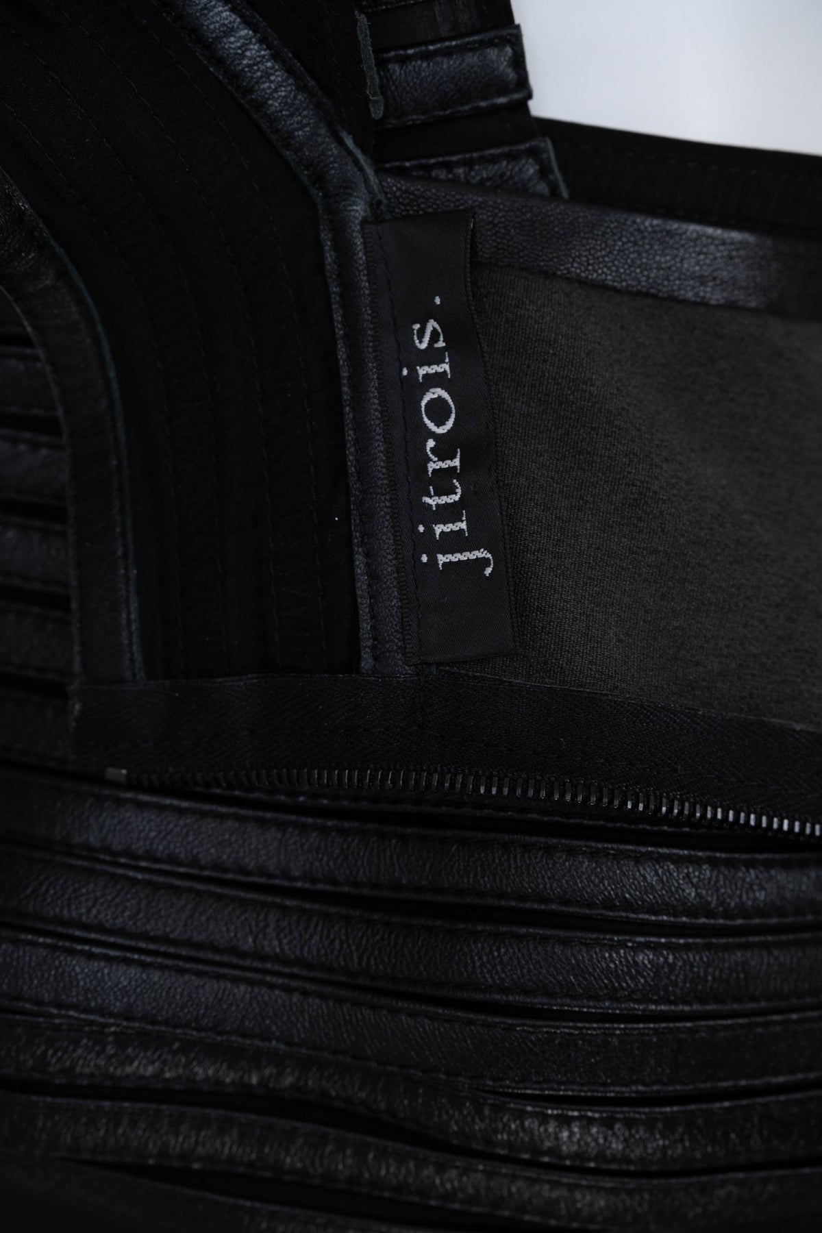 Jitrois Black French Mock Neck Stretch Leather Dress Size S