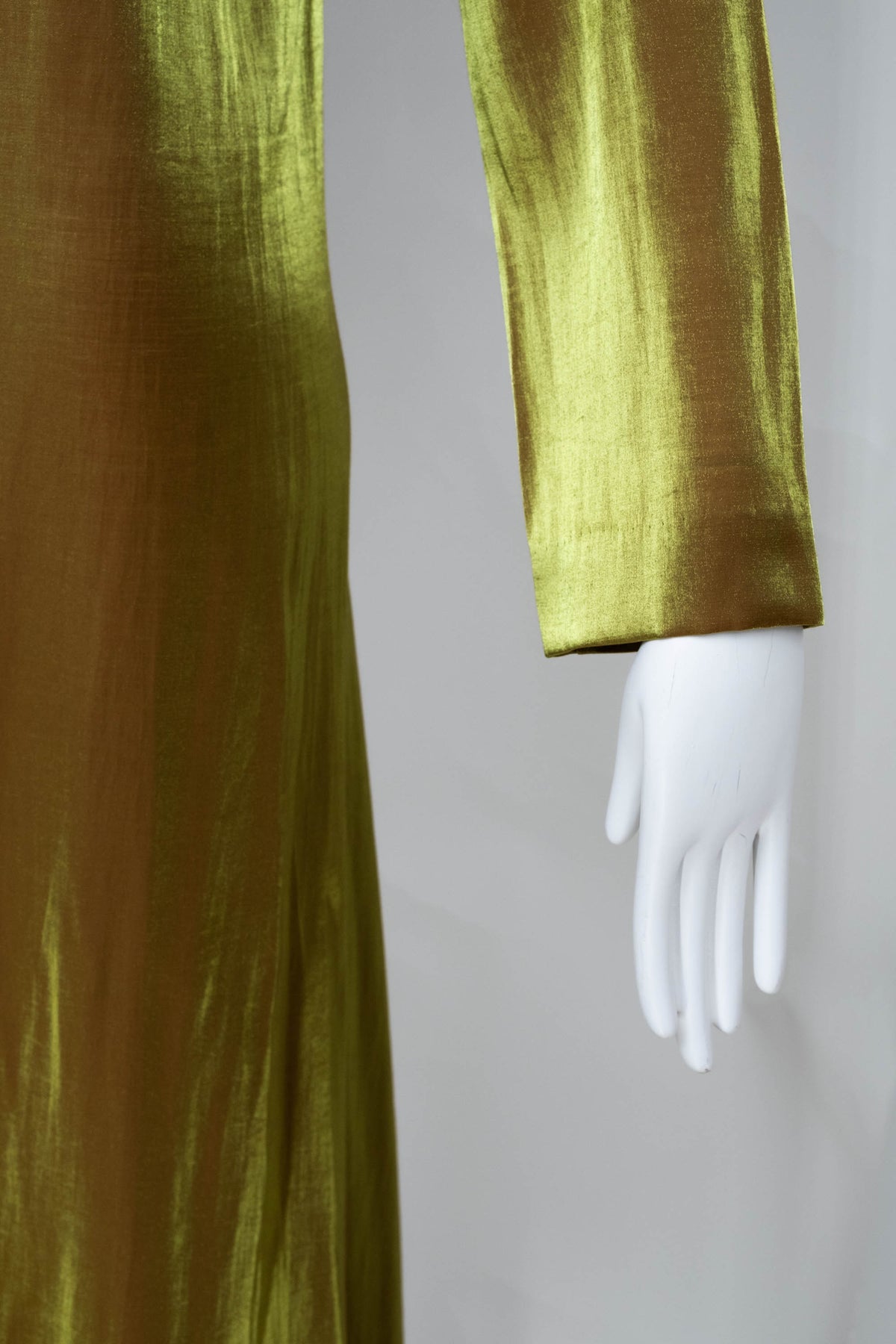 Issey Miyake Gold Funnel Neck Long Sleeve Maxi Dress Size Small