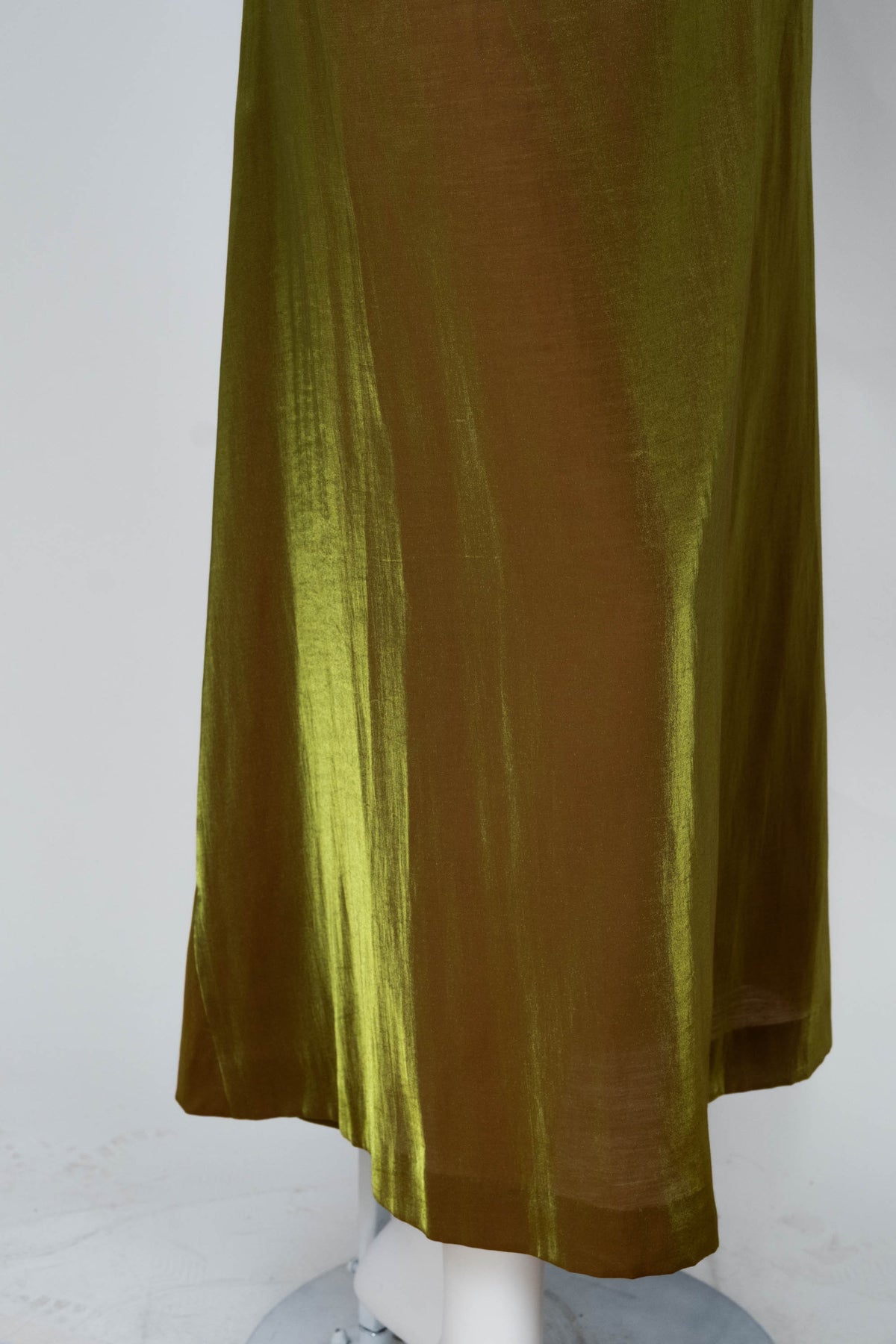 Issey Miyake Gold Funnel Neck Long Sleeve Maxi Dress Size Small