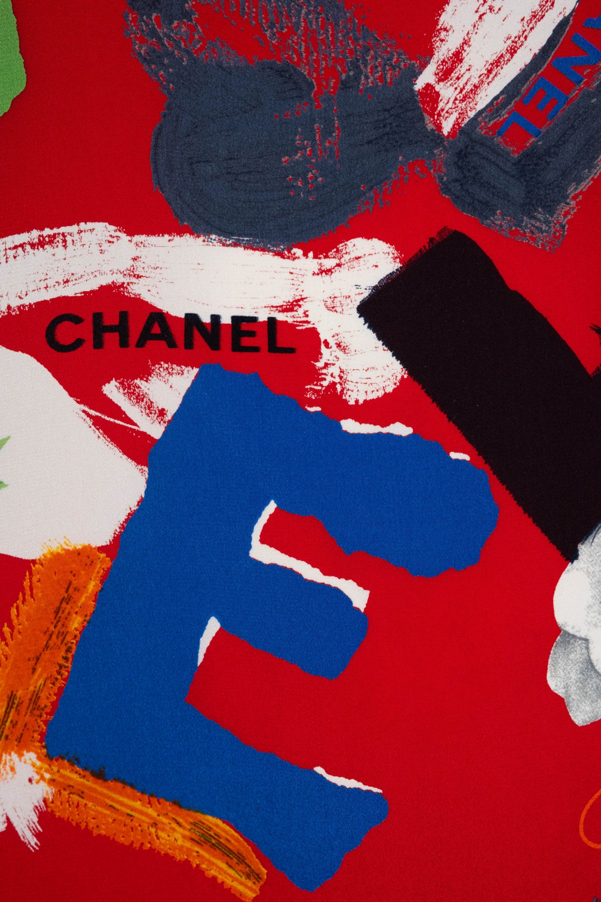 Chanel Red Silk Graffiti Silk Tank Top Spring 1986