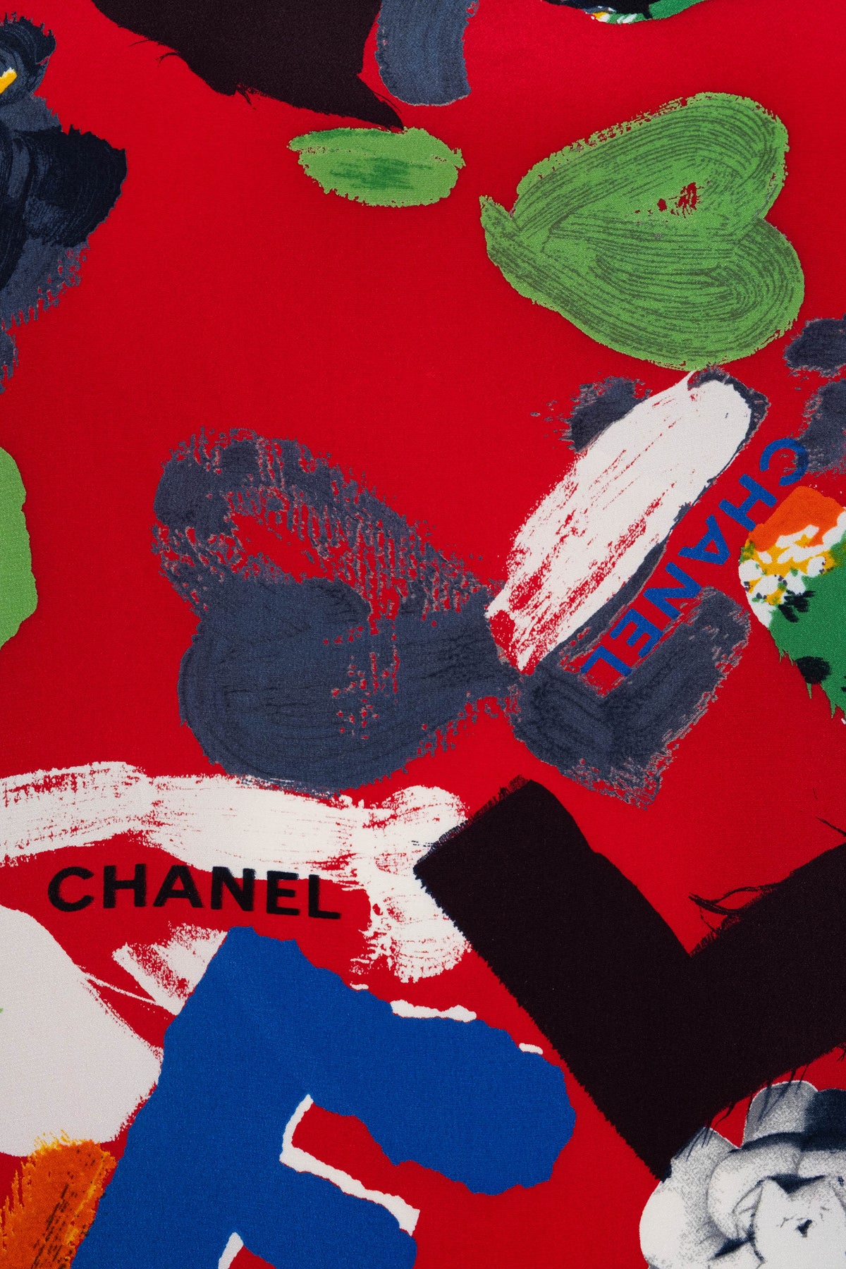 Chanel Red Silk Graffiti Silk Tank Top Spring 1986