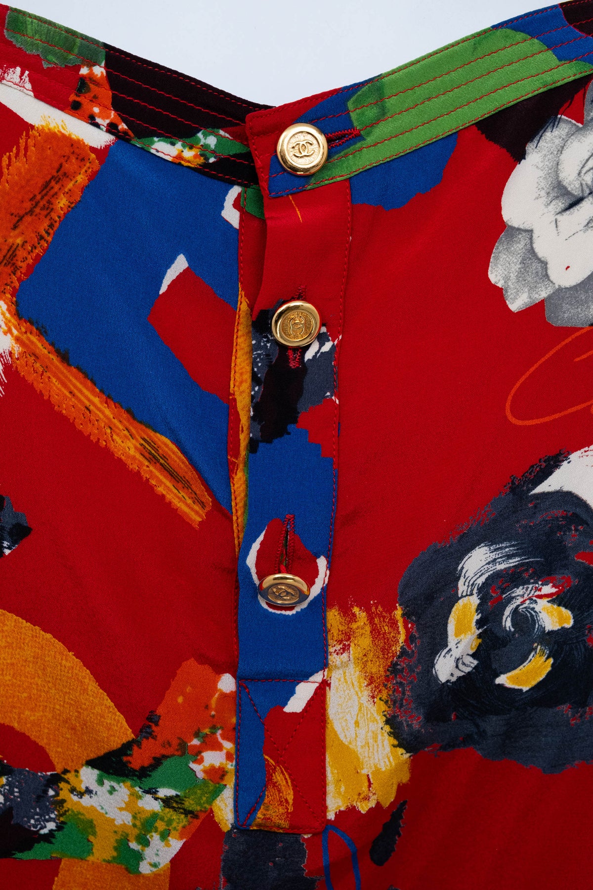 Chanel Red Silk Graffiti Silk Tank Top Spring 1986
