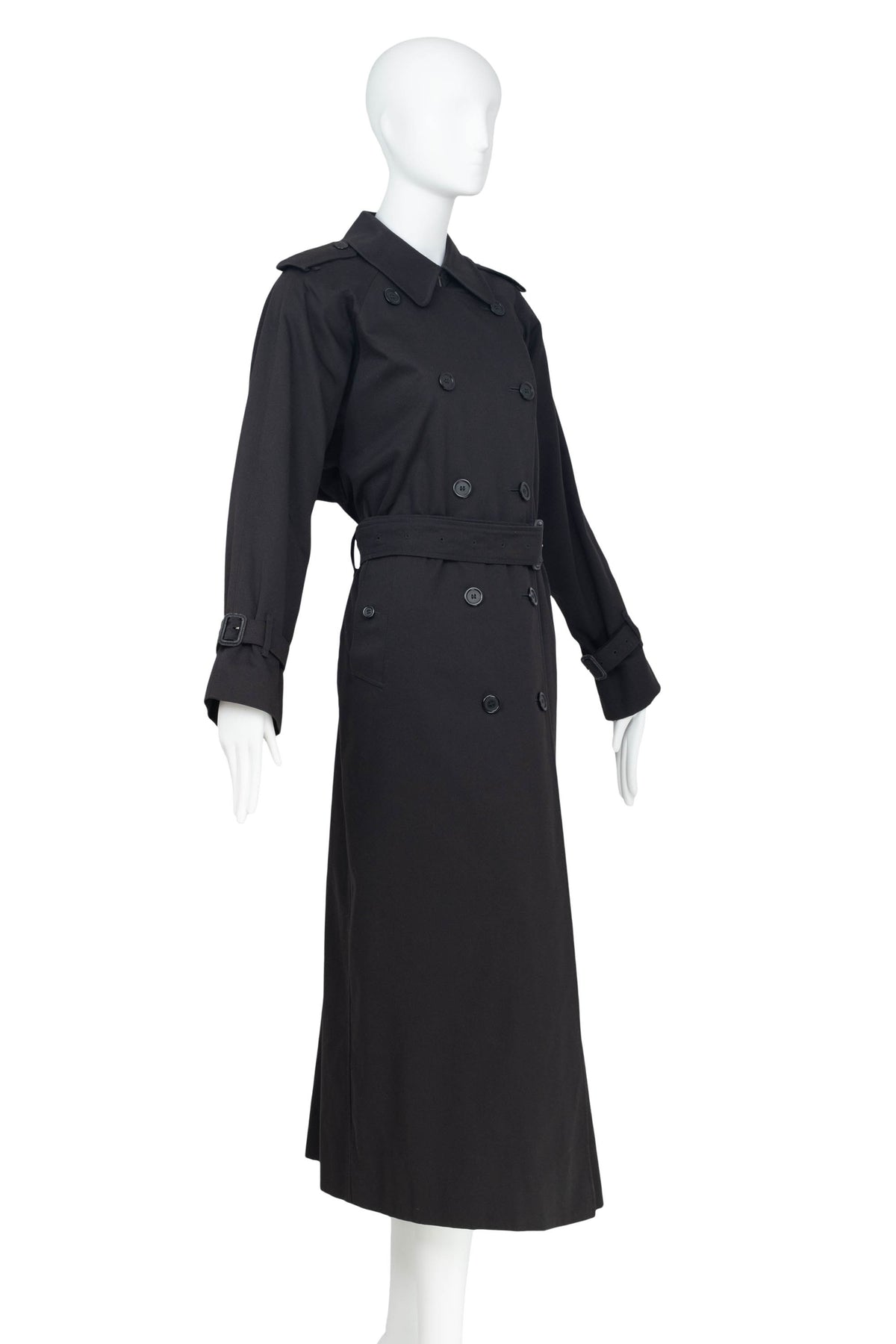 Burberry London Black Alex Trench Coat Wool Lining Size 6 XXLong