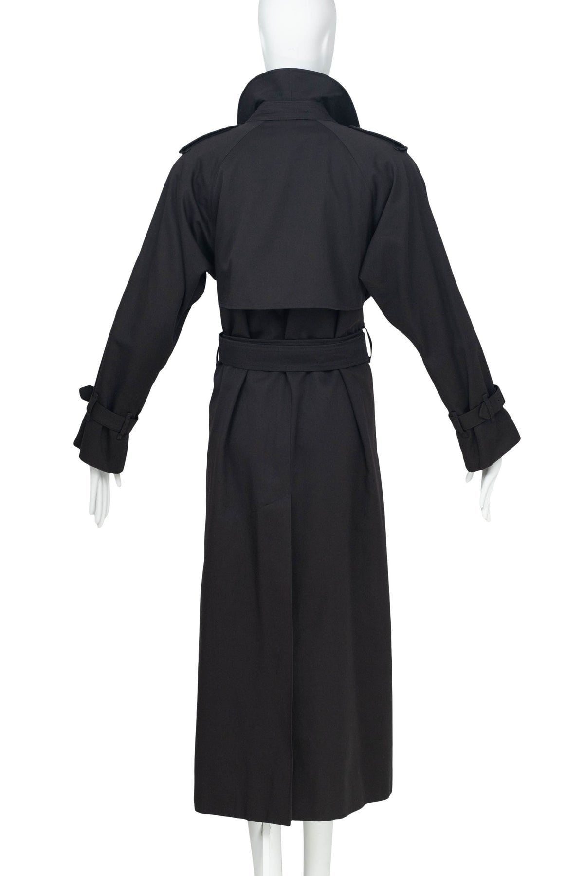 Burberry London Black Alex Trench Coat Wool Lining Size 6 XXLong