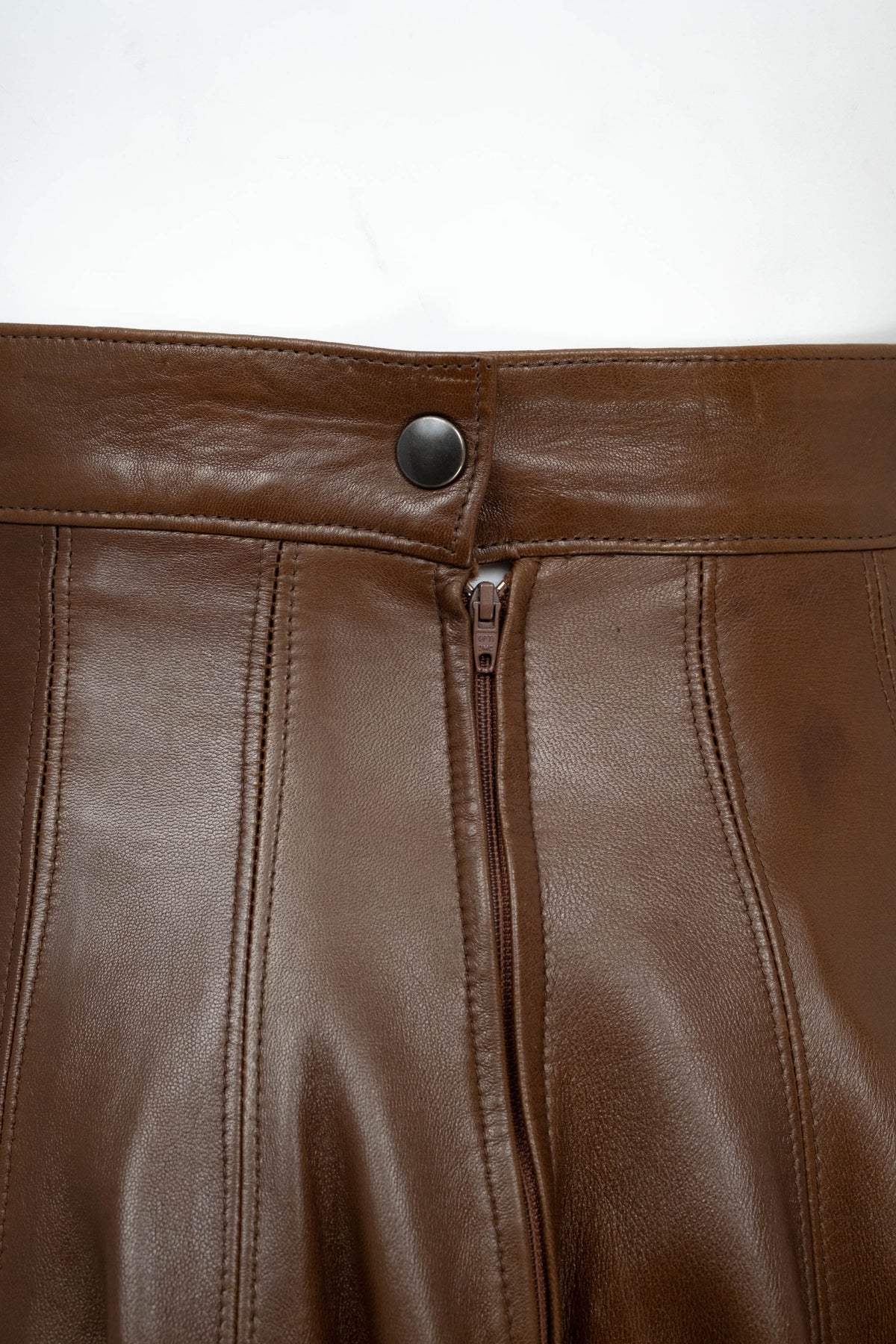 Jean Claude Jitrois Brown Leather Flare Skirt Size 38/4