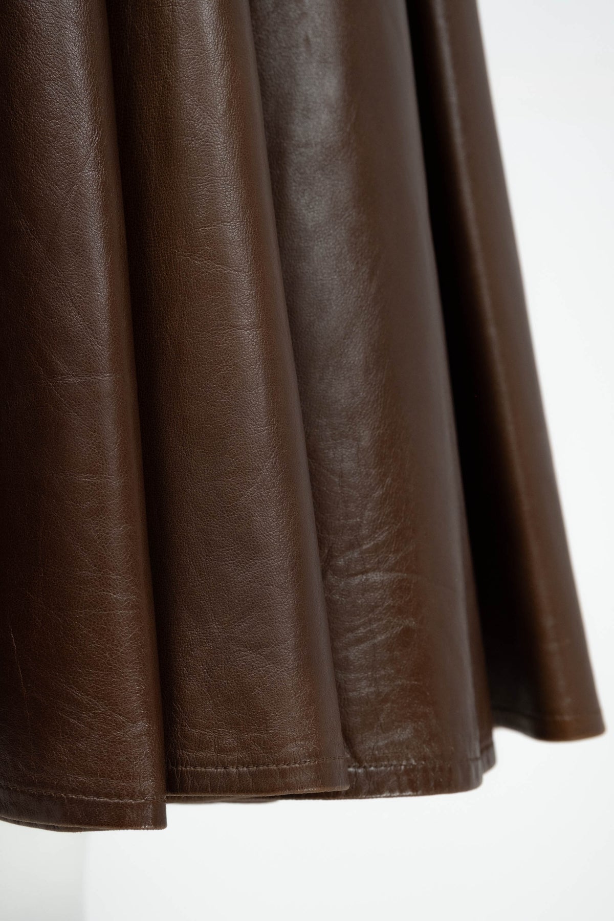 Jean Claude Jitrois Brown Leather Flare Skirt Size 38/4