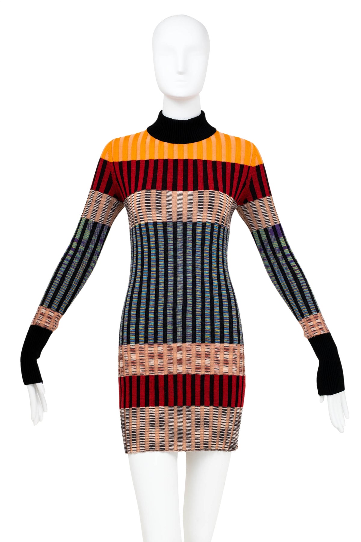 Missoni Dal 1953 Multicolor Stripe Turtleneck Sweater Dress Size 44/8