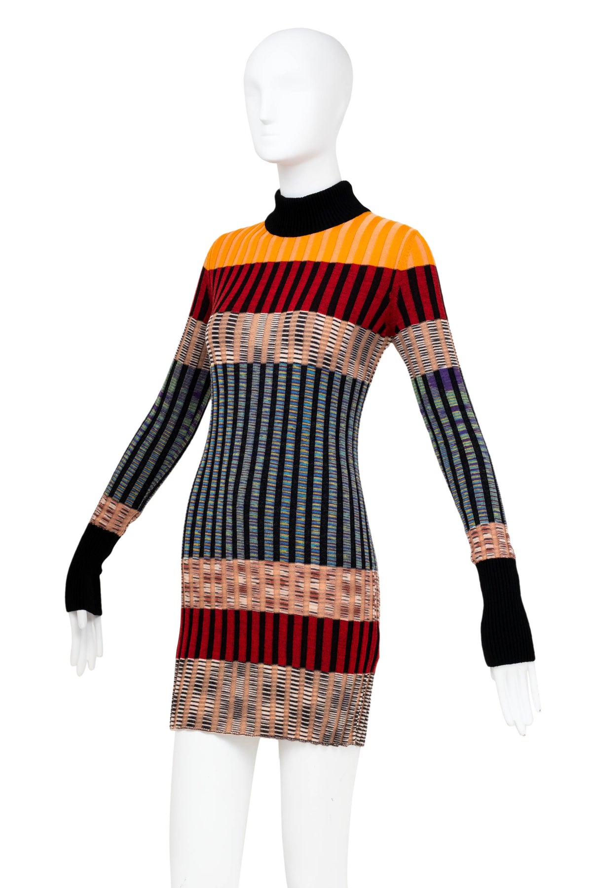 Missoni Dal 1953 Multicolor Stripe Turtleneck Sweater Dress Size 44/8