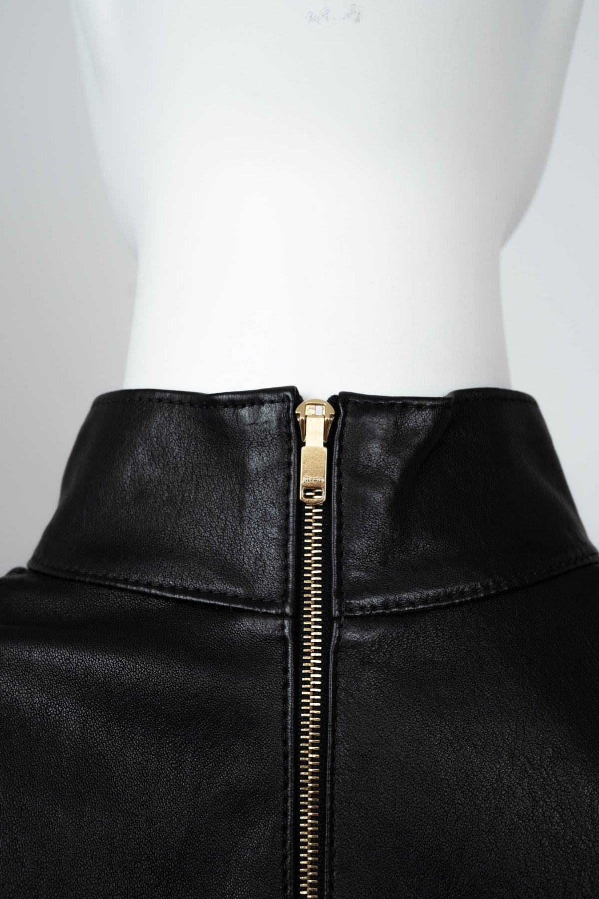 Jitrois Black Stretch Leather A Line Skirt Mini Dress Size 36/4