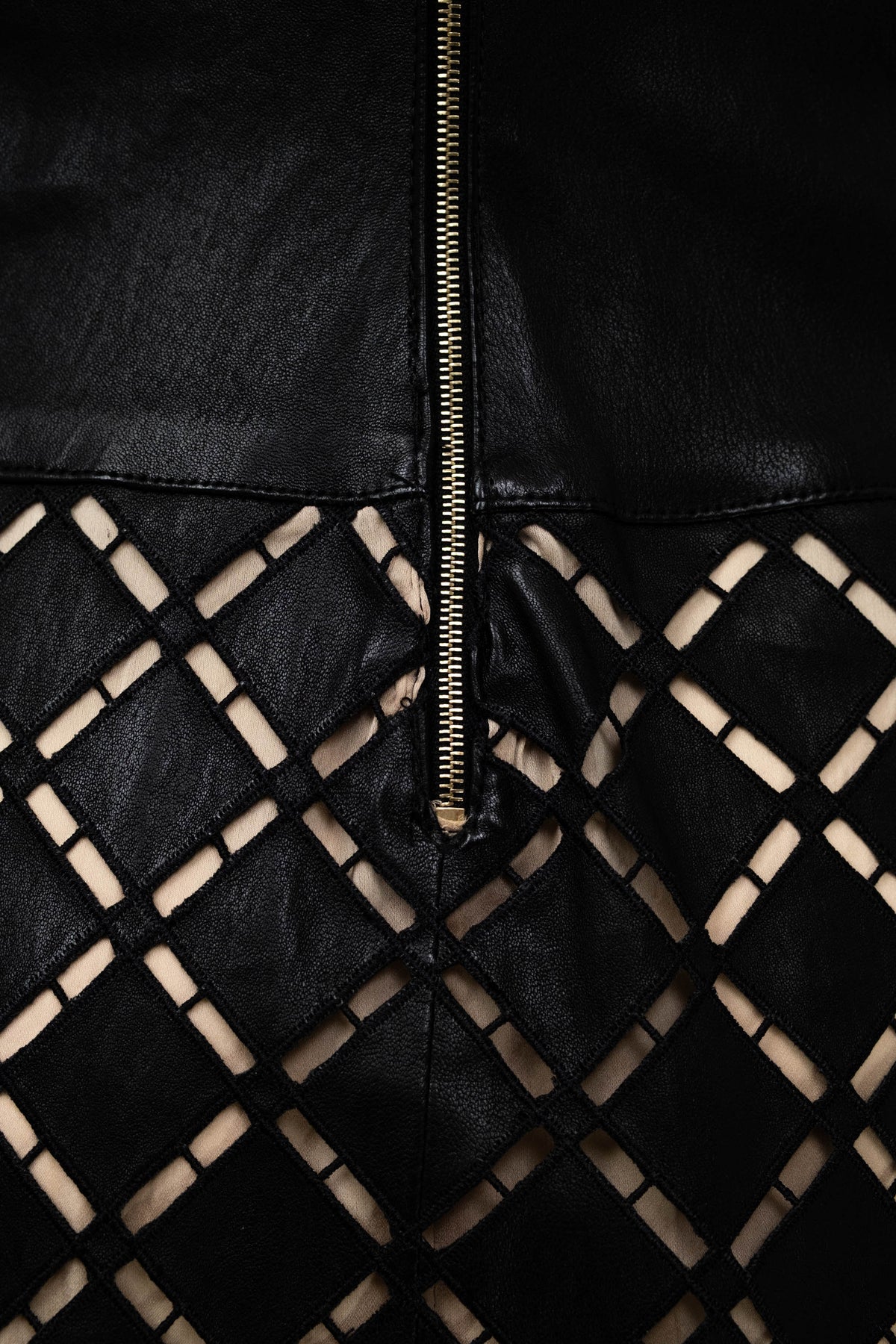 Jitrois Black Stretch Leather A Line Skirt Mini Dress Size 36/4