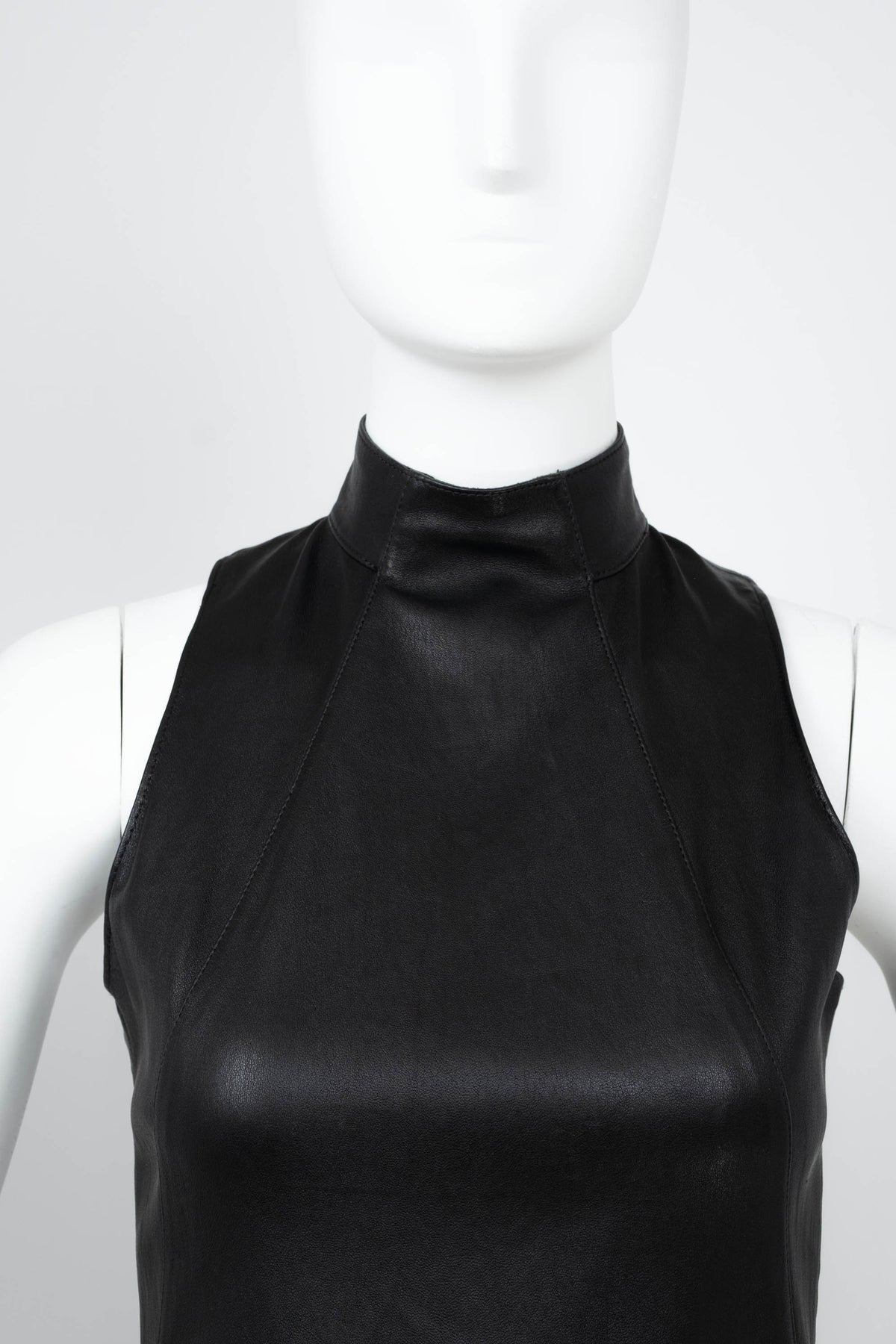 Jitrois Black Stretch Leather A Line Skirt Mini Dress Size 36/4