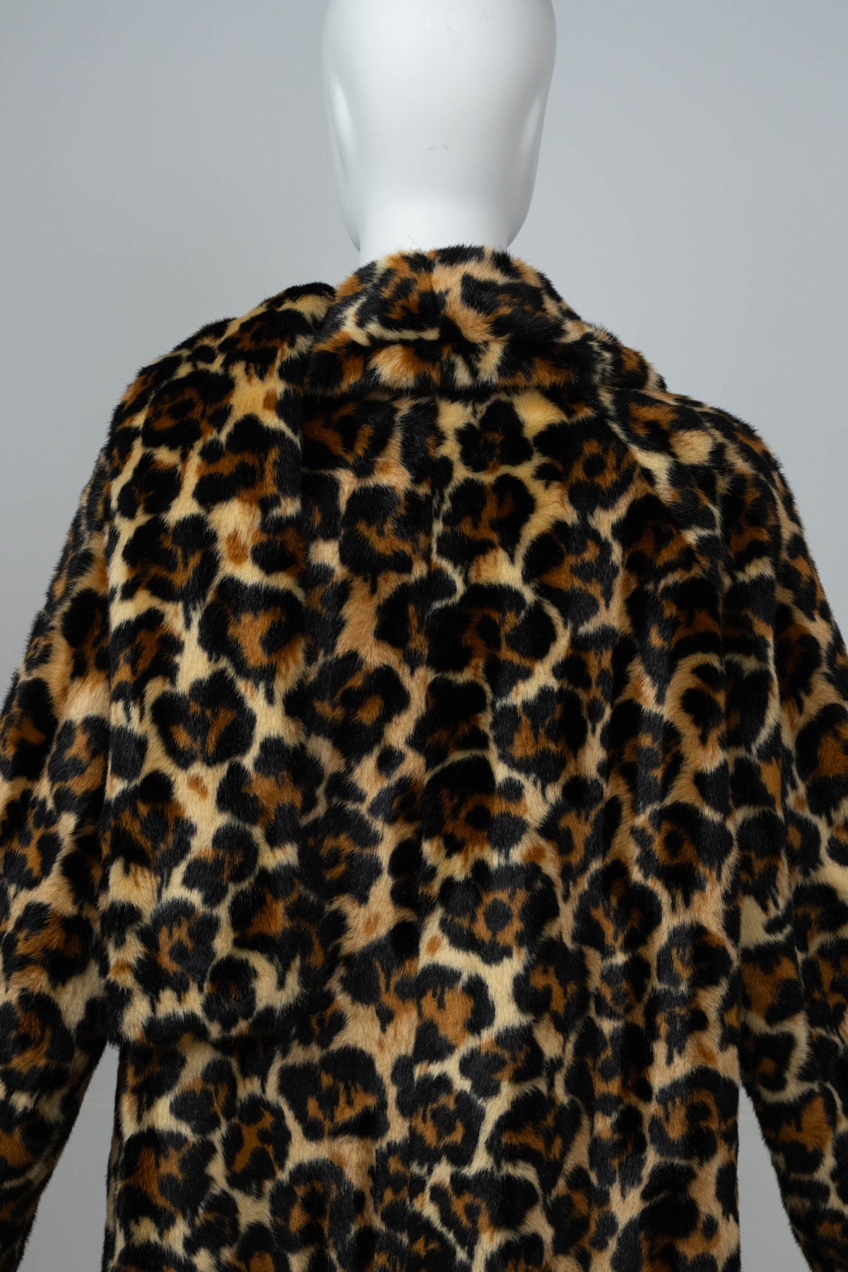 Alexander McQueen McQ Leopard Faux Fur Scarf Neck Coat Size 8