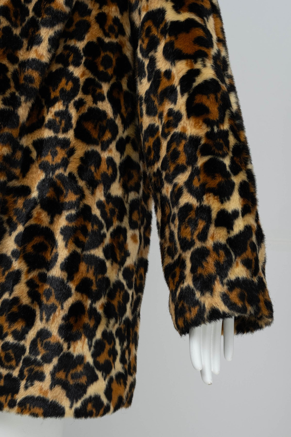Alexander McQueen McQ Leopard Faux Fur Scarf Neck Coat Size 8
